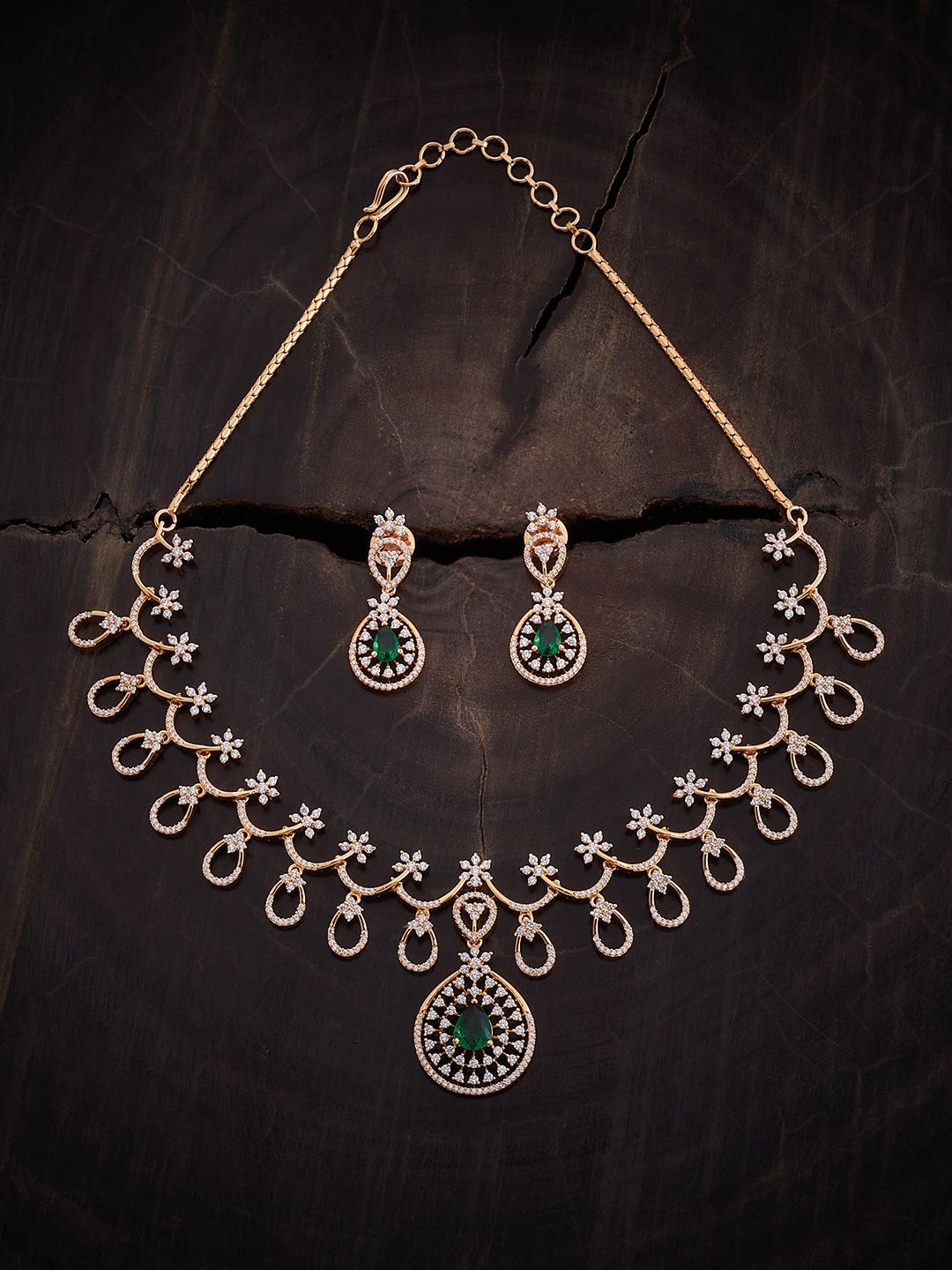 

Kushal's Fashion Jewellery Gold-Plated CZ -Studded Jewellery Set