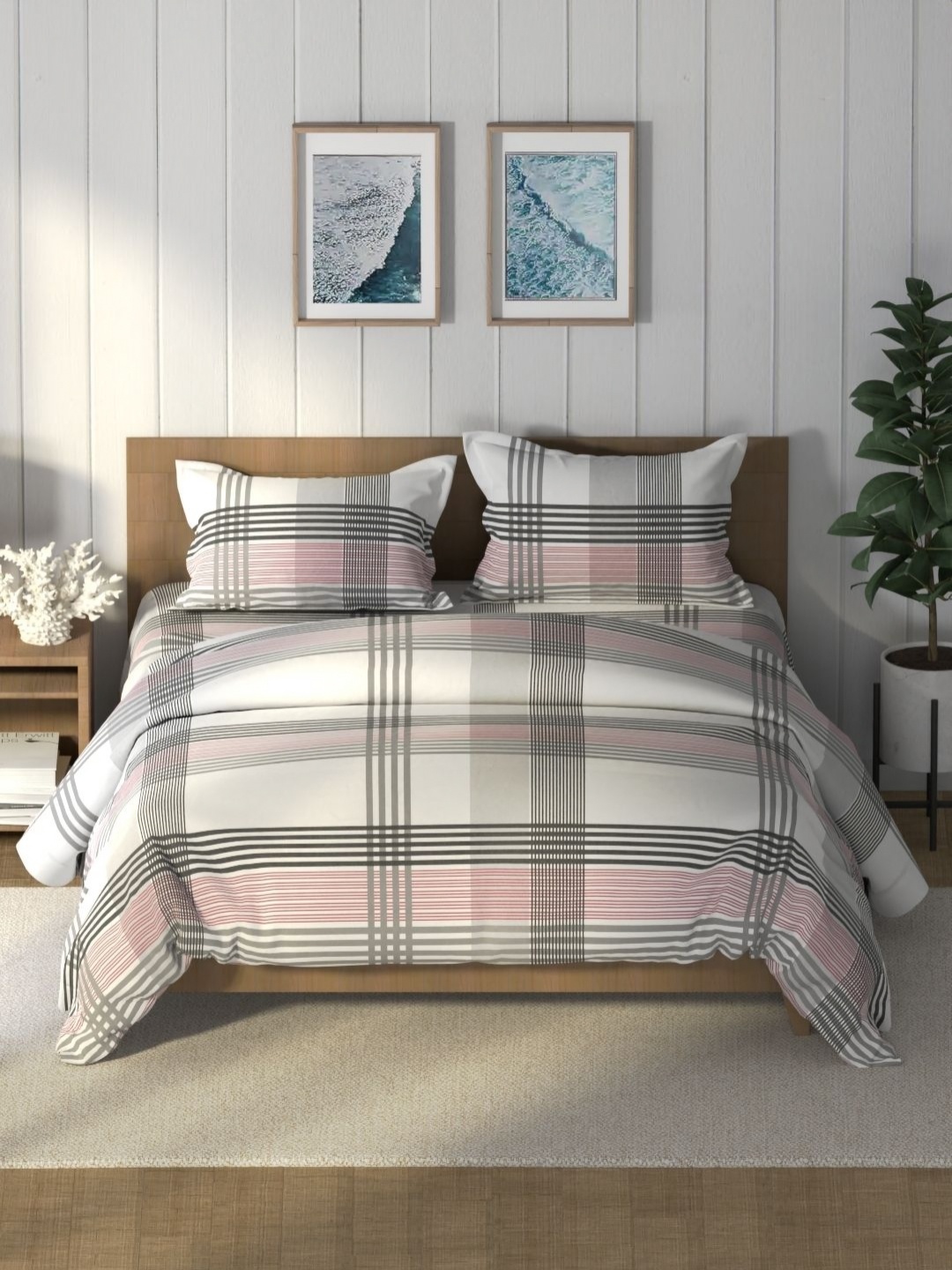 

Nautica Red & White Geometric Printed Pure Cotton AC Room Double Queen Bedding Set