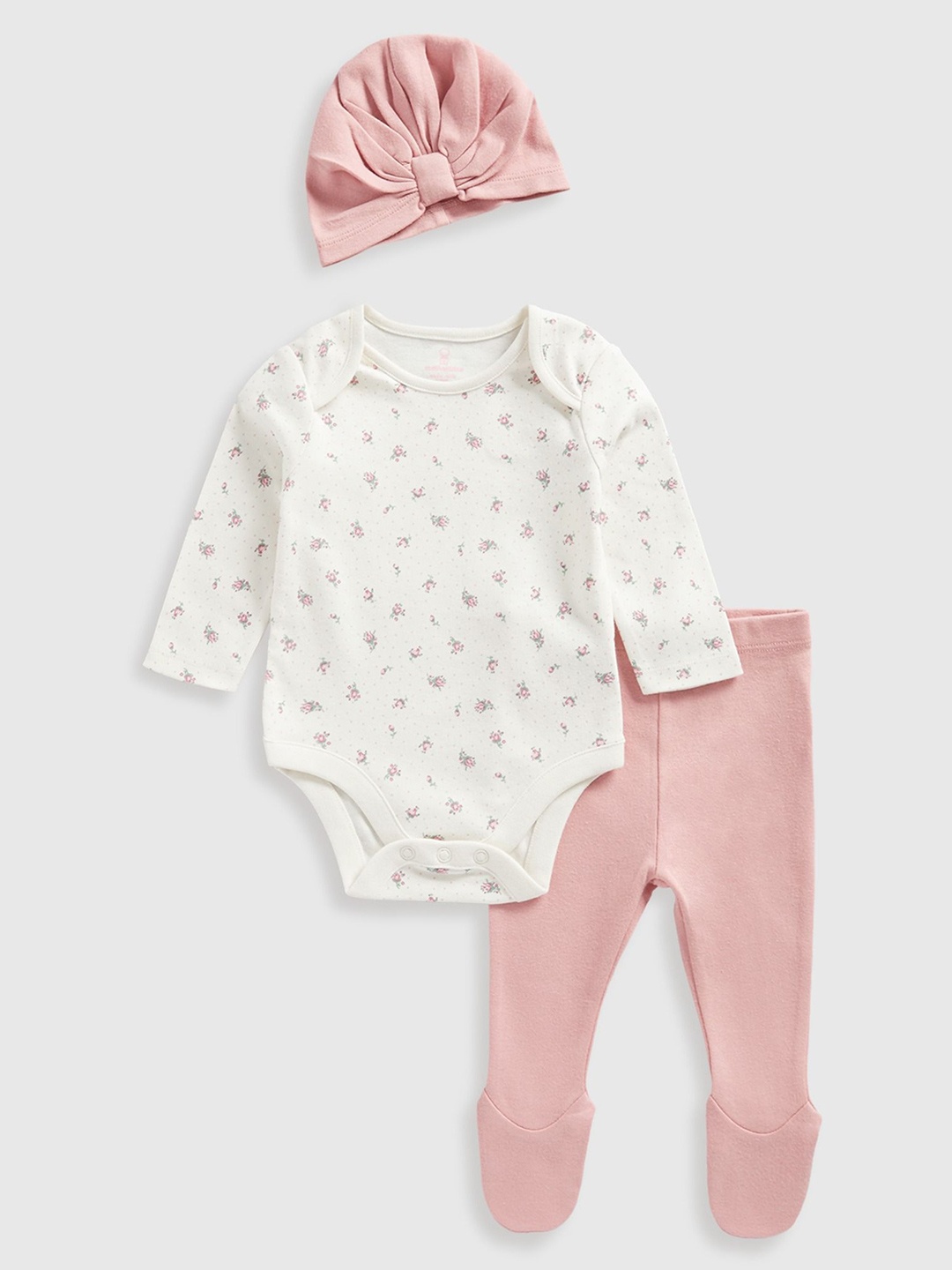 

mothercare Girls Pack Of 3 Pure Cotton Baby Apparel Gift Set, Pink