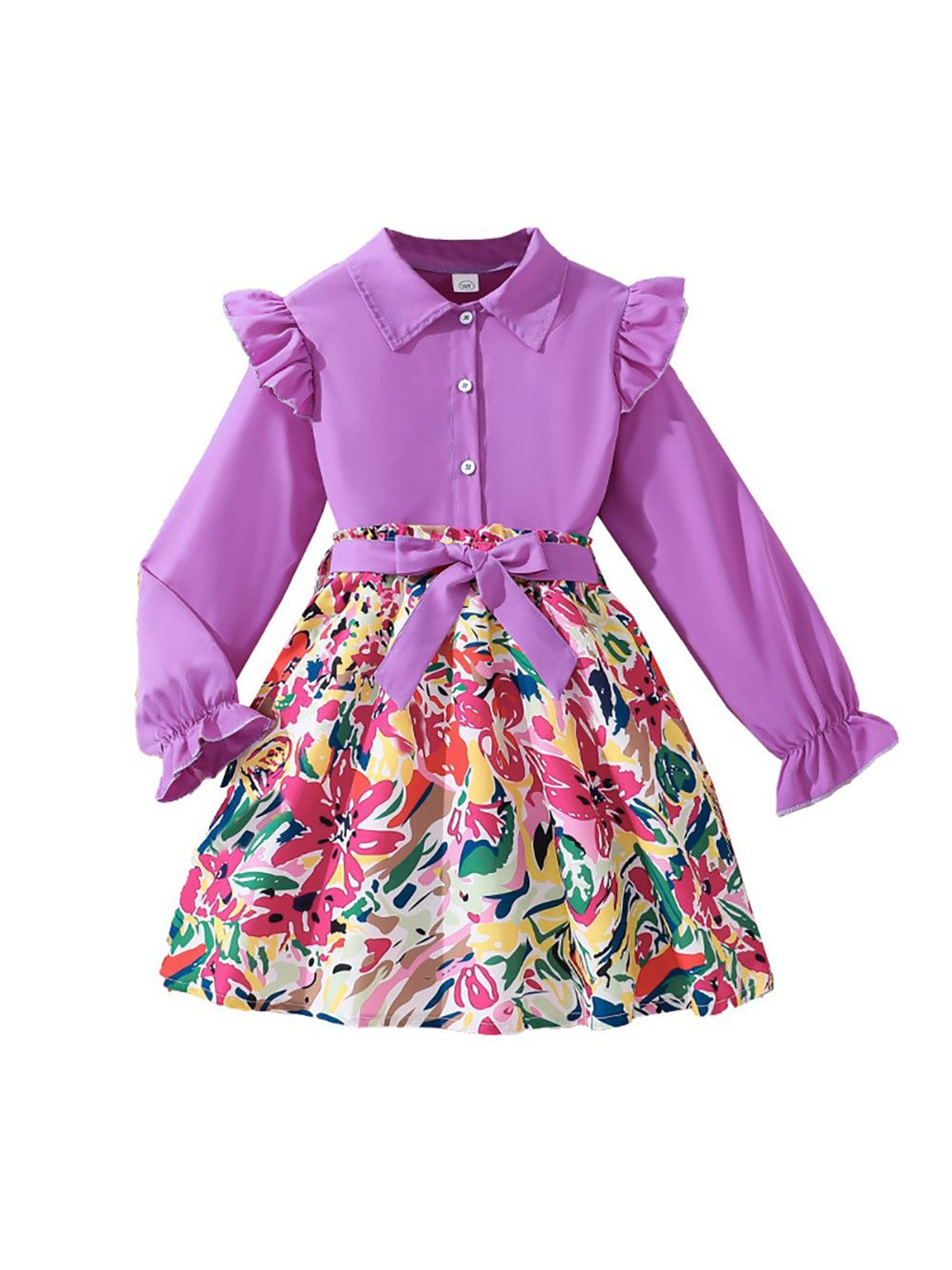 

StyleCast x Revolte Girls Tropical Print A-Line Midi Dress, Purple