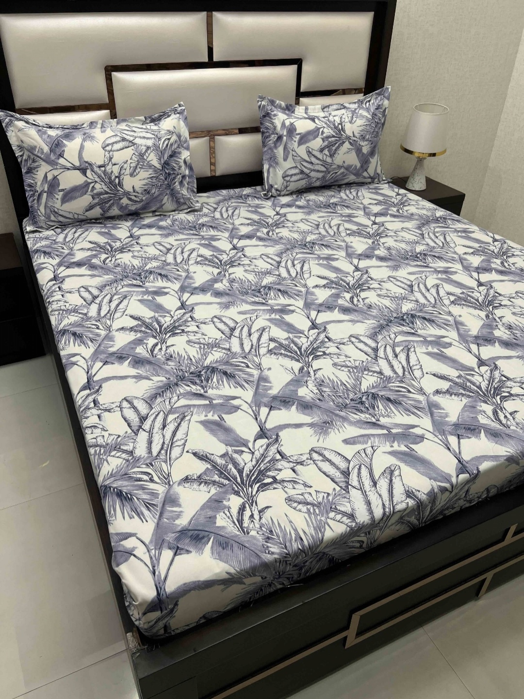 

Pure Decor Blue Floral Printed 330 TC Microfiber Double Queen Bedsheet & 2 Pillow Covers