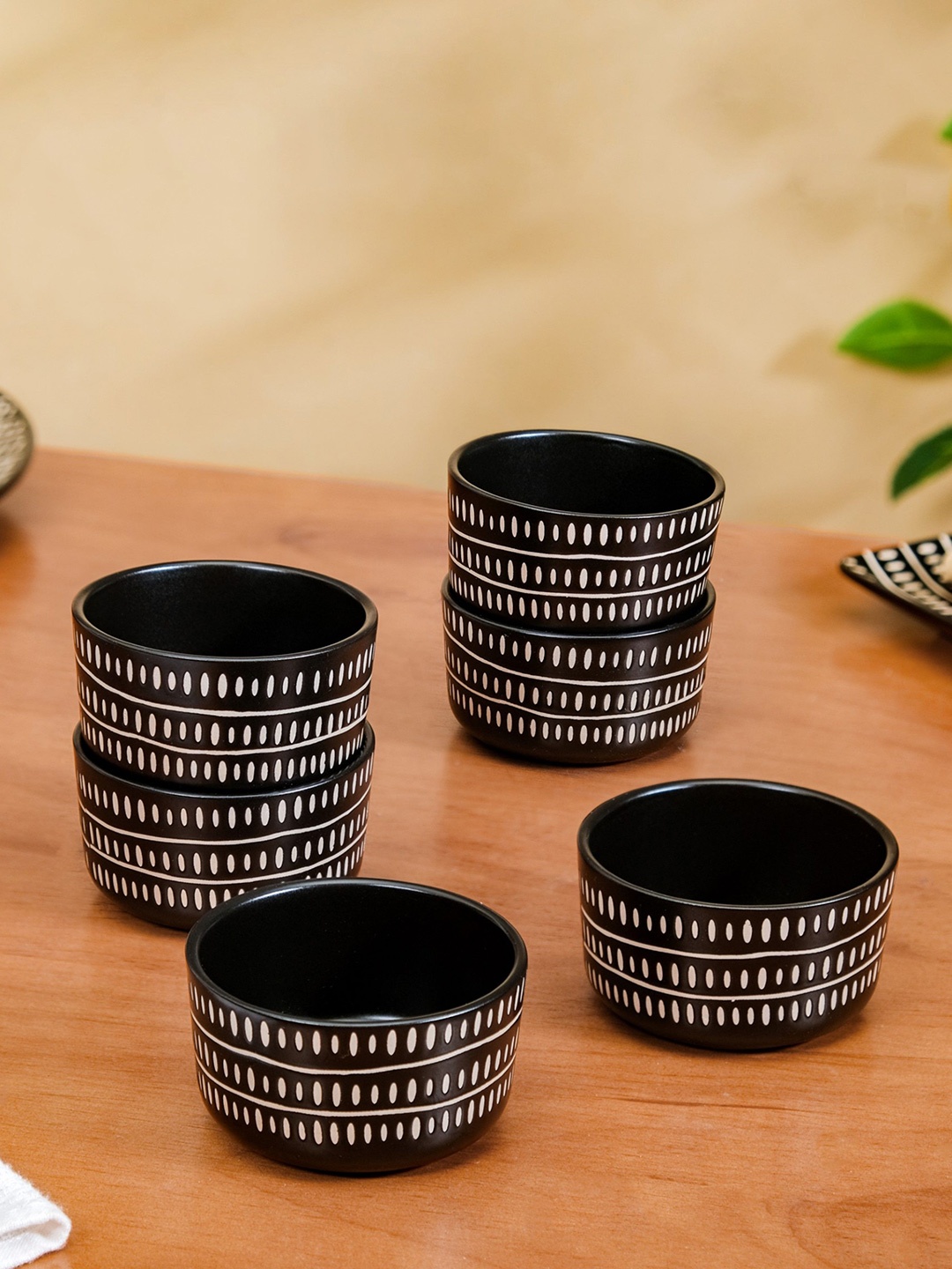 

Nestasia Black & White 6 Pieces Printed Ceramic Serving Bowls - 200ml Each