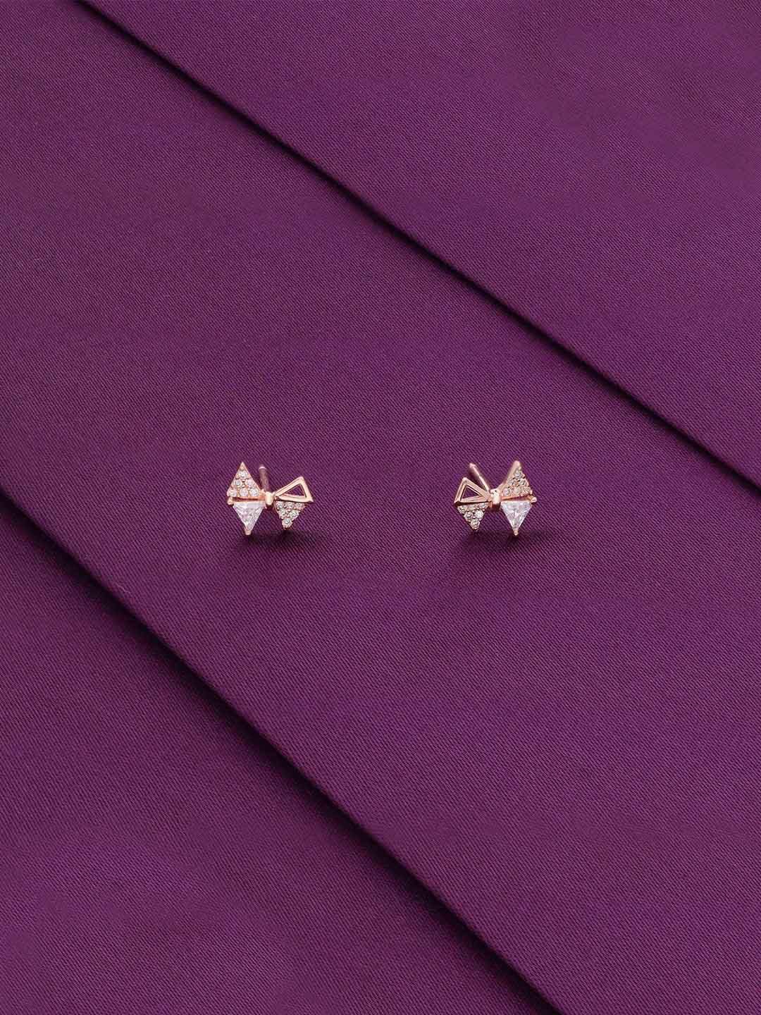 

KAI JEWEL Rose Gold-Plated Sterling Silver Cubic Zirconia Triangular Studs