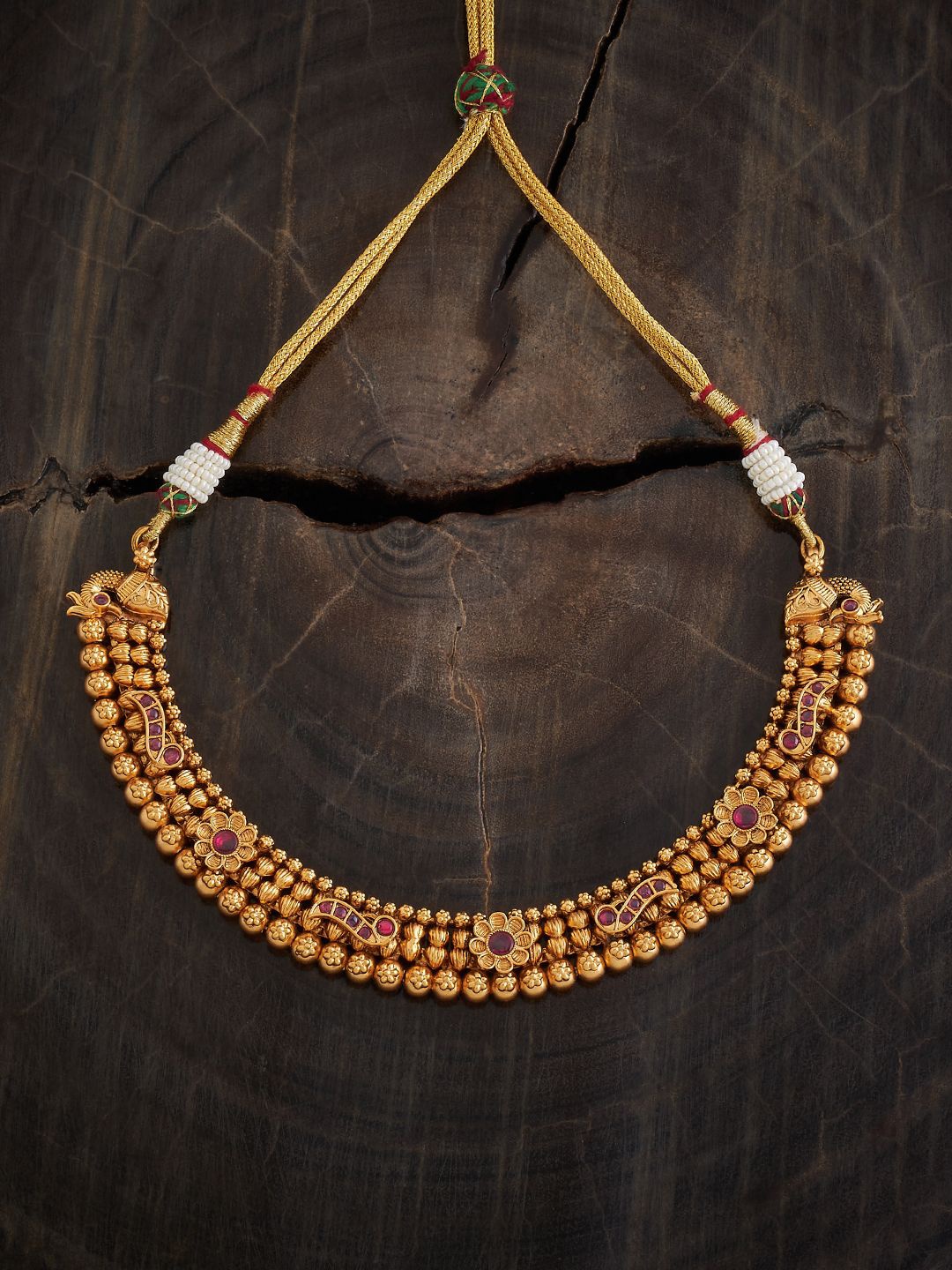 

Kushal's Fashion Jewellery Gold-Plated Stones Studded Antique Necklace