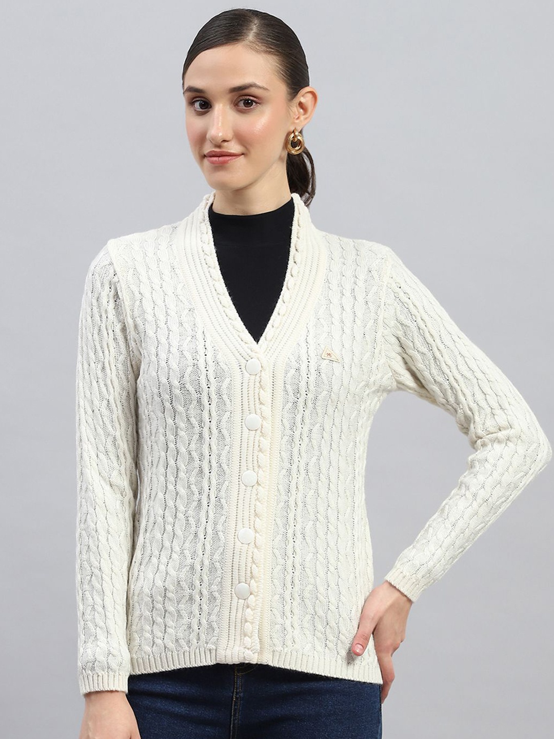 

Monte Carlo Women Cable Knit Cardigan, White