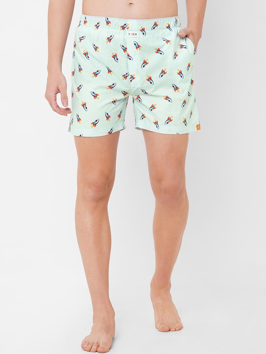 

evolove Printed Pure Cotton Boxers MBSWCSBW21-A1009, Sea green