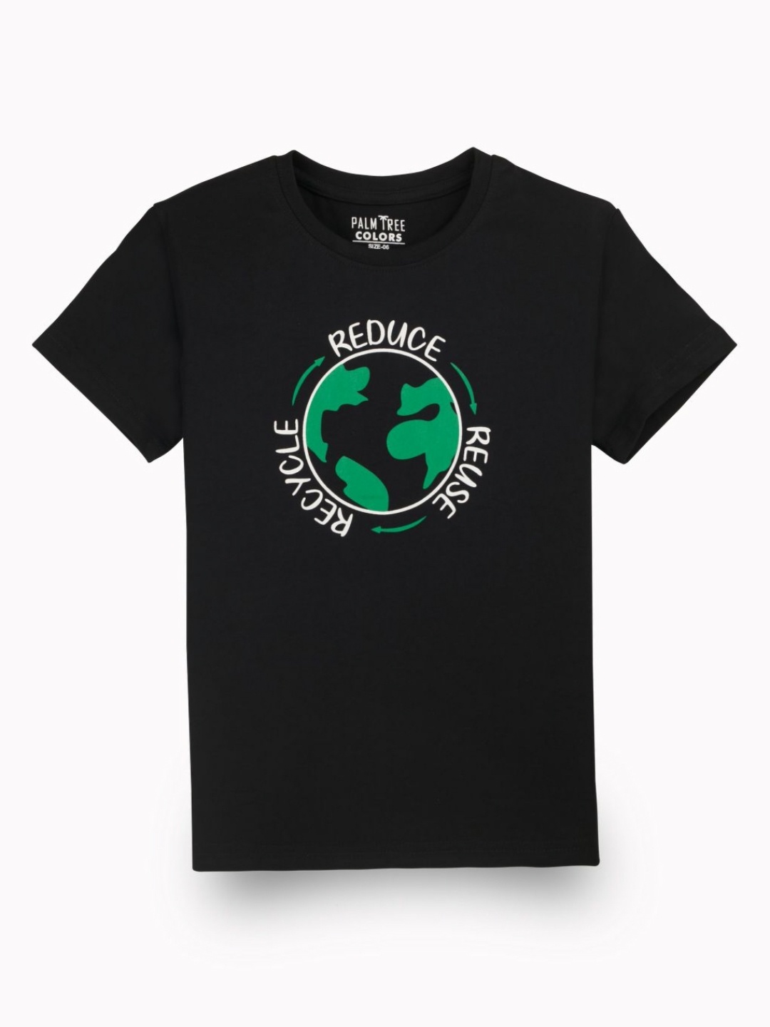 

Palm Tree Boys Graphic Printed Round Neck Cotton T-shirt, Black