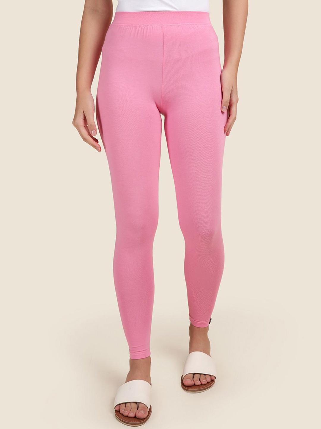 

TWIN BIRDS Women Solid Super Stretch Viscose Ankle Length Leggings, Pink