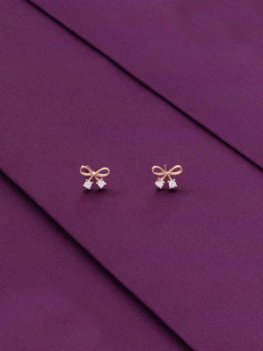 

KAI JEWEL Rose Gold Plated Cubic Zirconia Sterling Silver Contemporary Studs