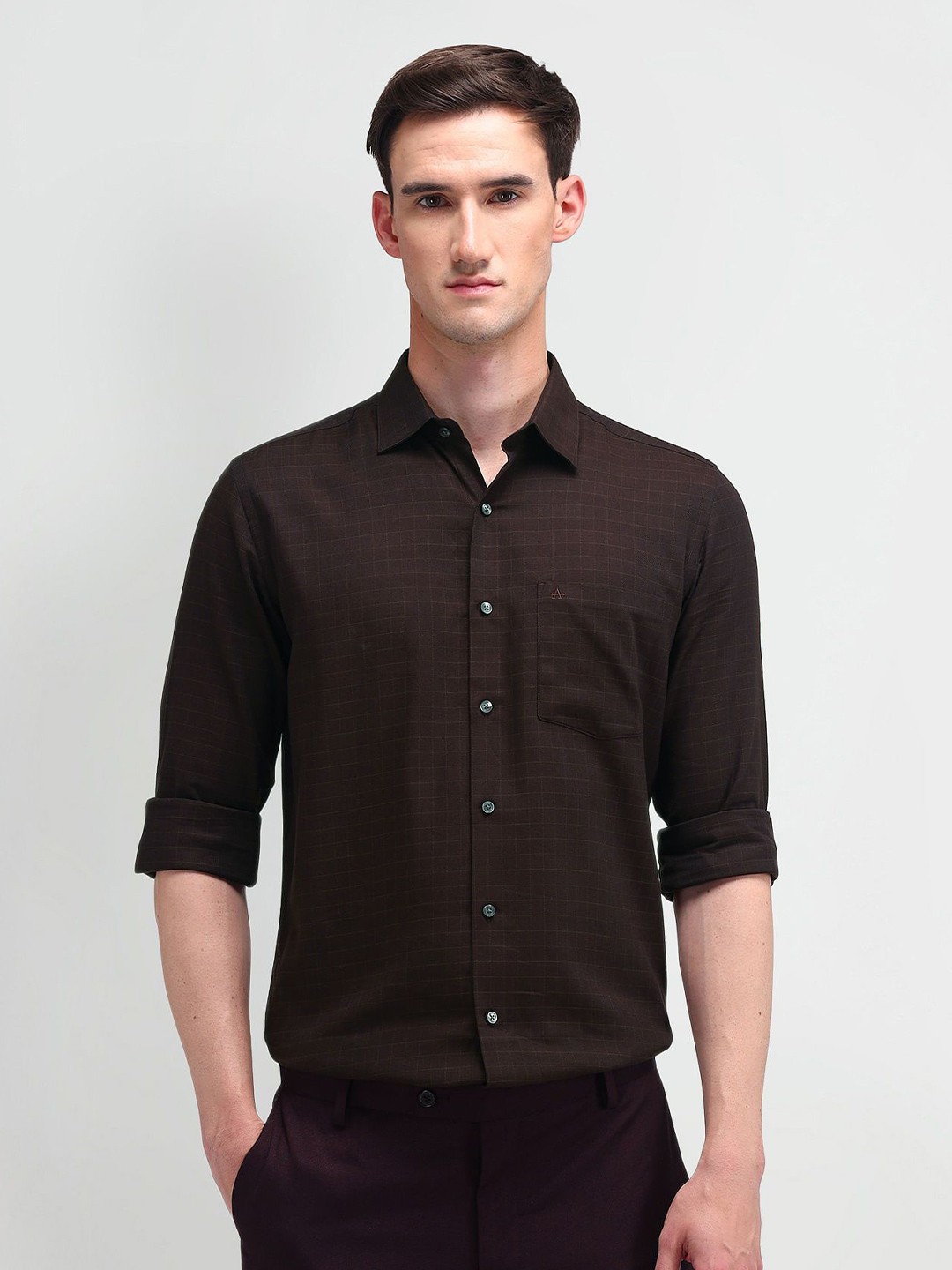 

Arrow Men Classic Opaque Checked Formal Shirt, Burgundy