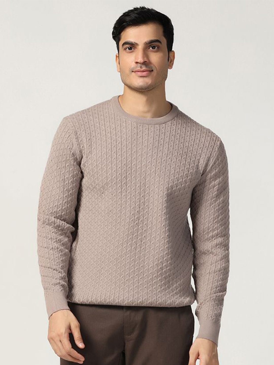 

Blackberrys Men Knitted Pullover Sweater, Beige