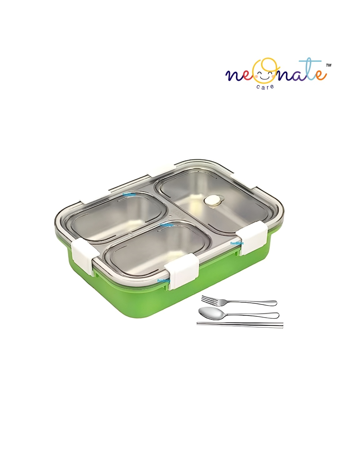 

NeonateCare Green Stainless Steel Insulated Lunch Box with Chopsticks Spoon & Fork