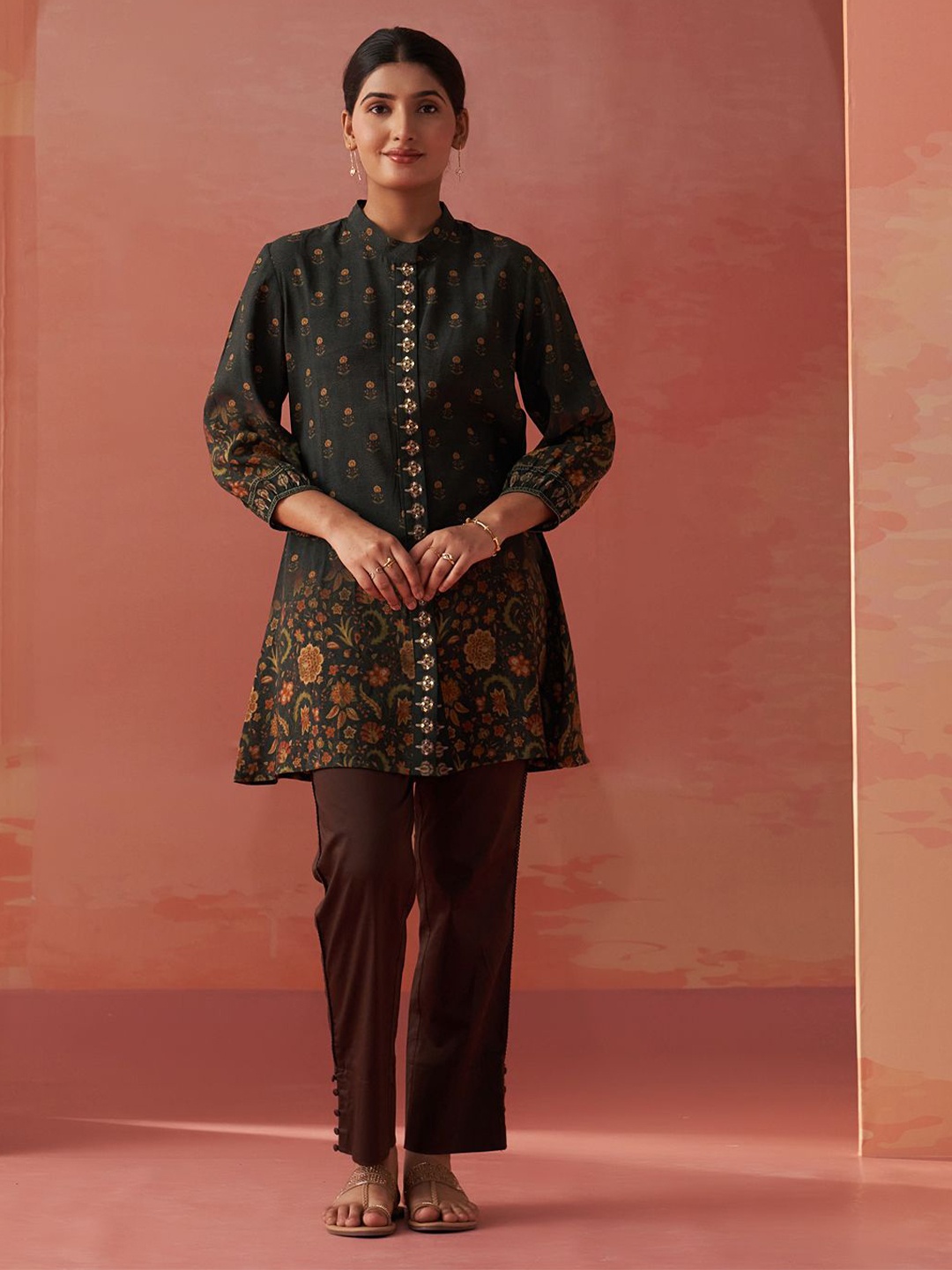 

Lakshita Women Printed Floral Printed Shirt, Green