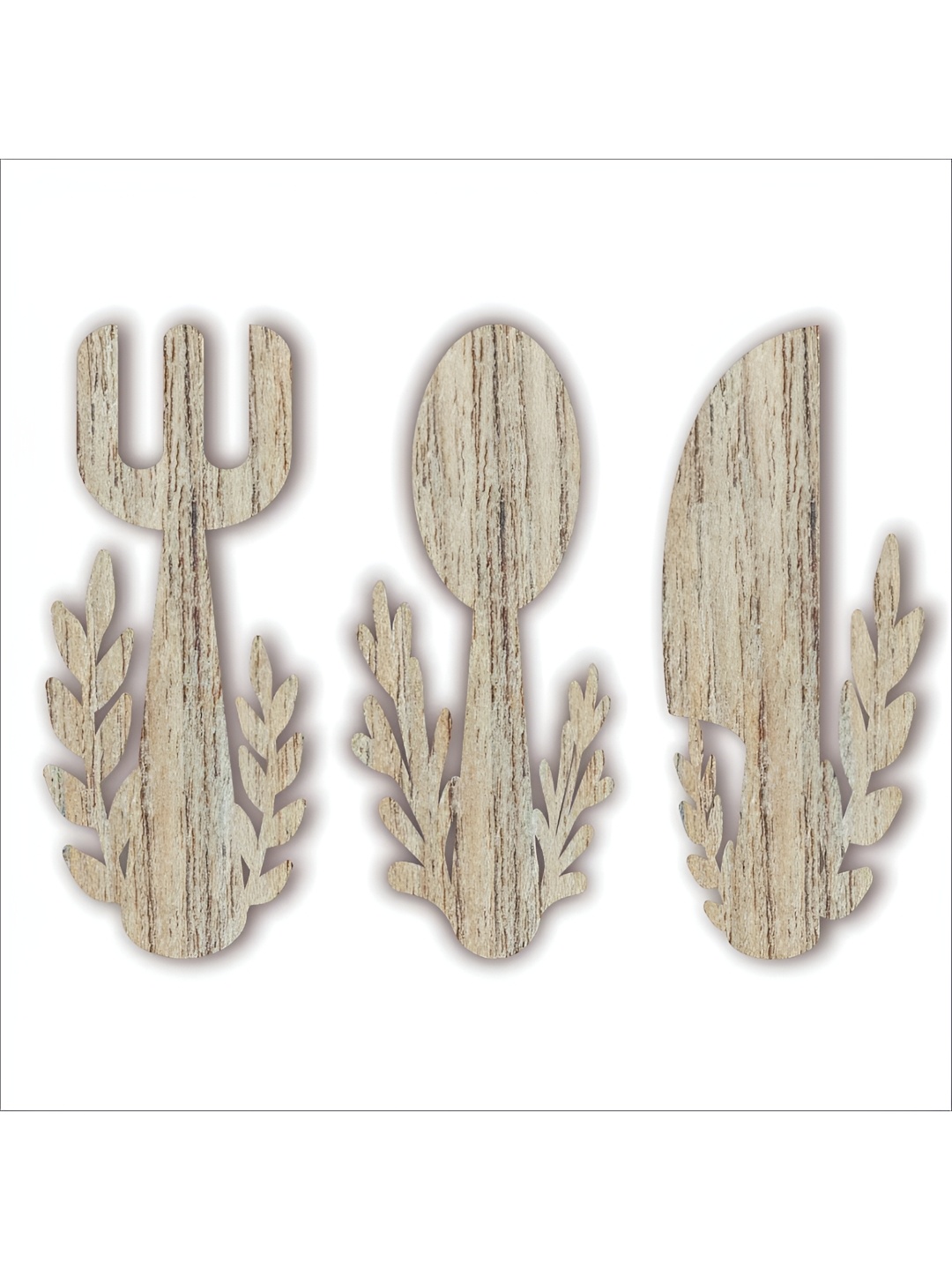 

CVANU Brown 3 Pieces Printed Wooden Wall Decor