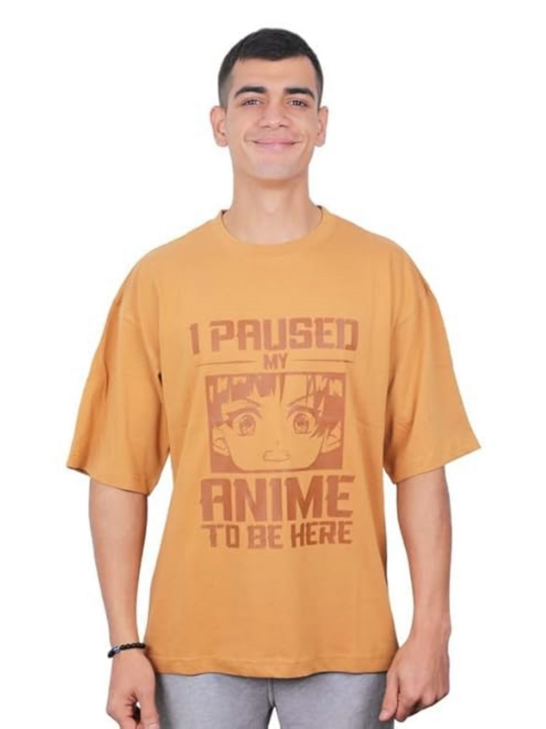 

Entertainment Store Men Typography Printed Round Neck Cotton Oversized T-shirt, Brown