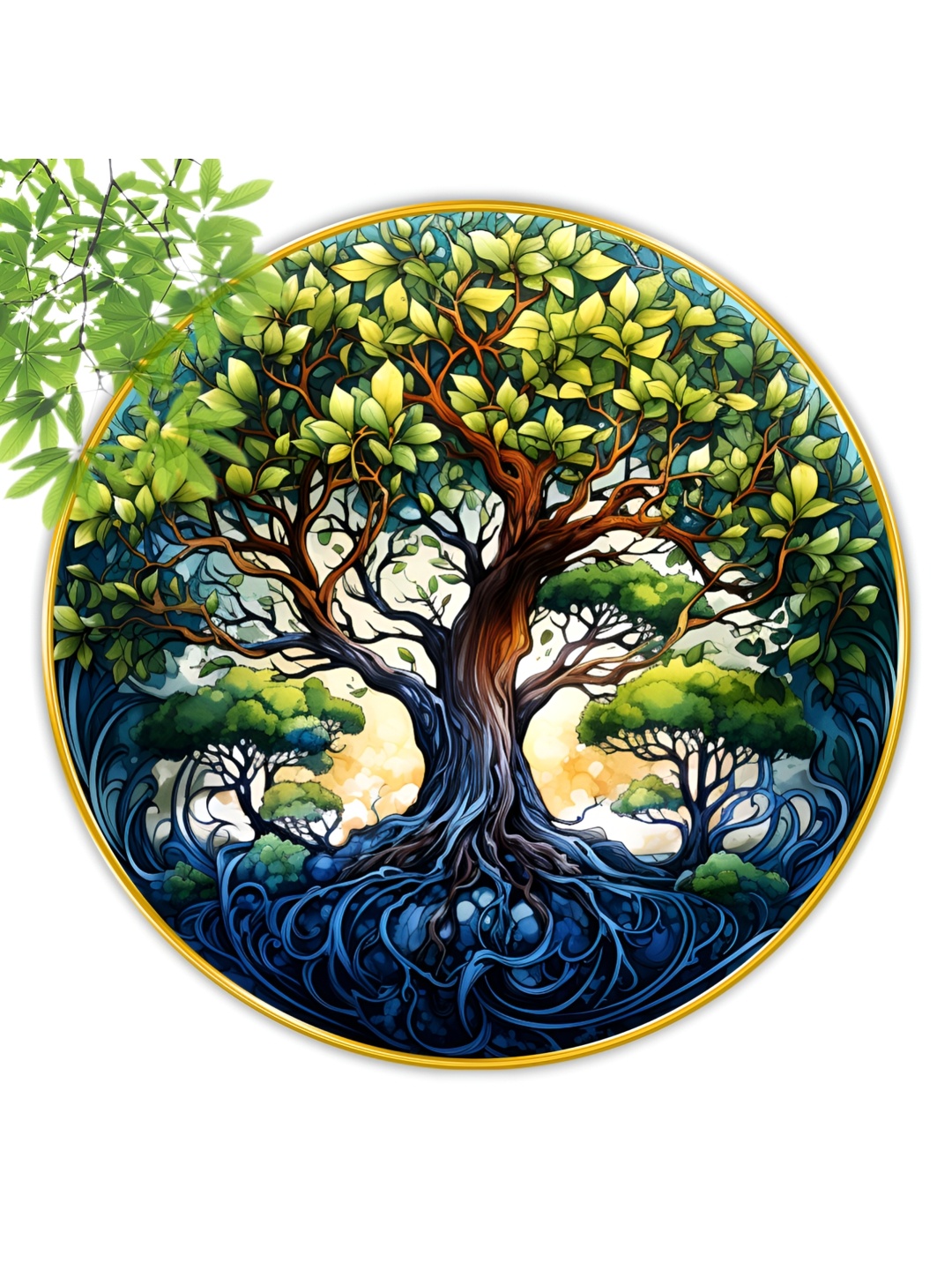 

Aura Blue & Green Nature Round Shaped Wooden Wall Art