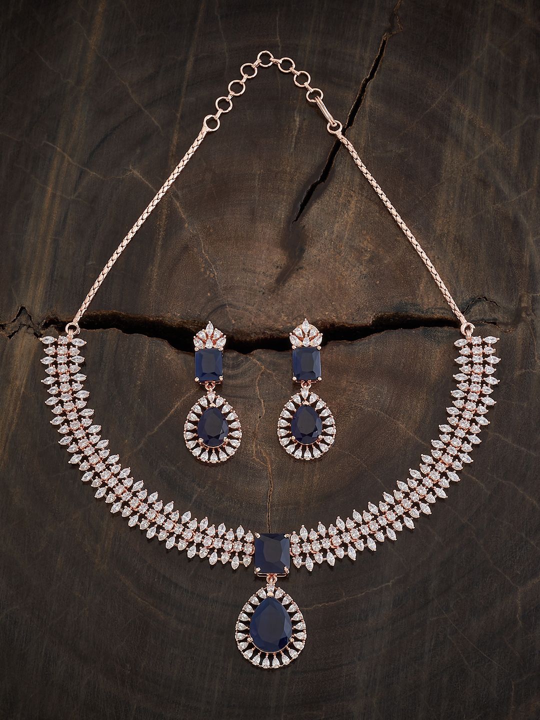 

Kushal's Fashion Jewellery Rose Gold-Plated Copper Cubic Zirconia Studded Jewellery Set