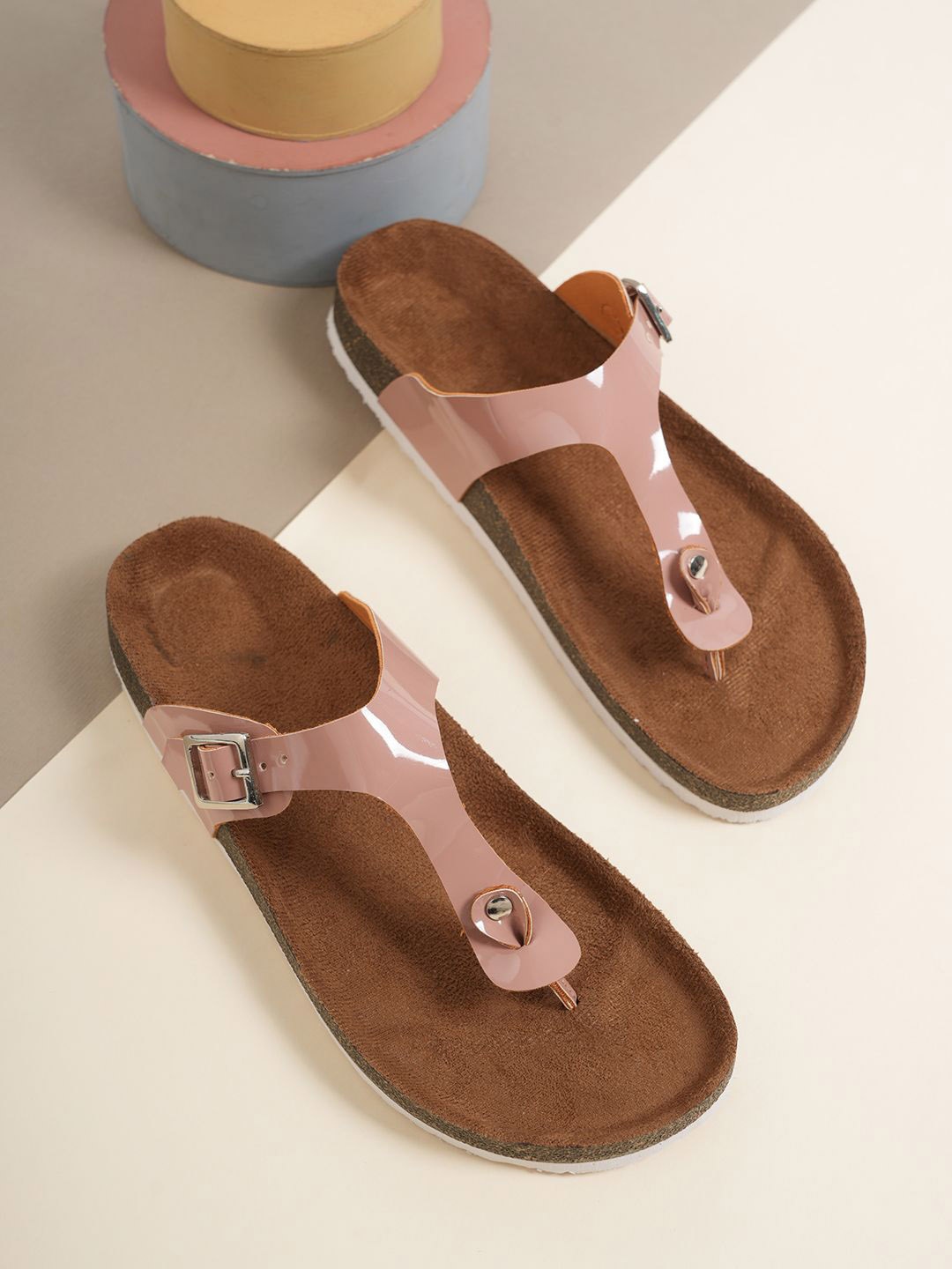 

MOZAFIA Women T-Strap Flats, Pink