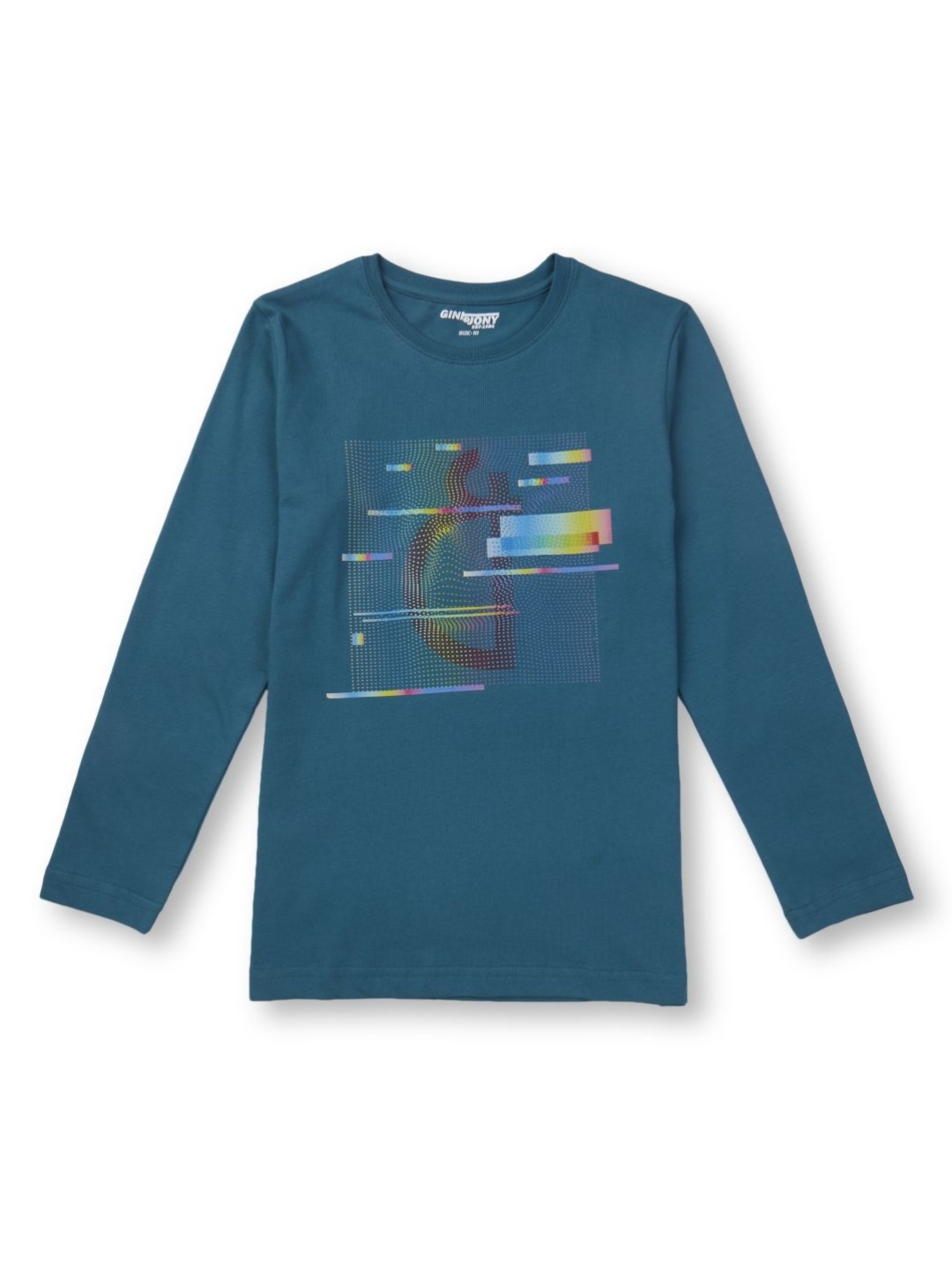 

Gini and Jony Boys Graphic Printed Round Neck Cotton T-shirt, Teal