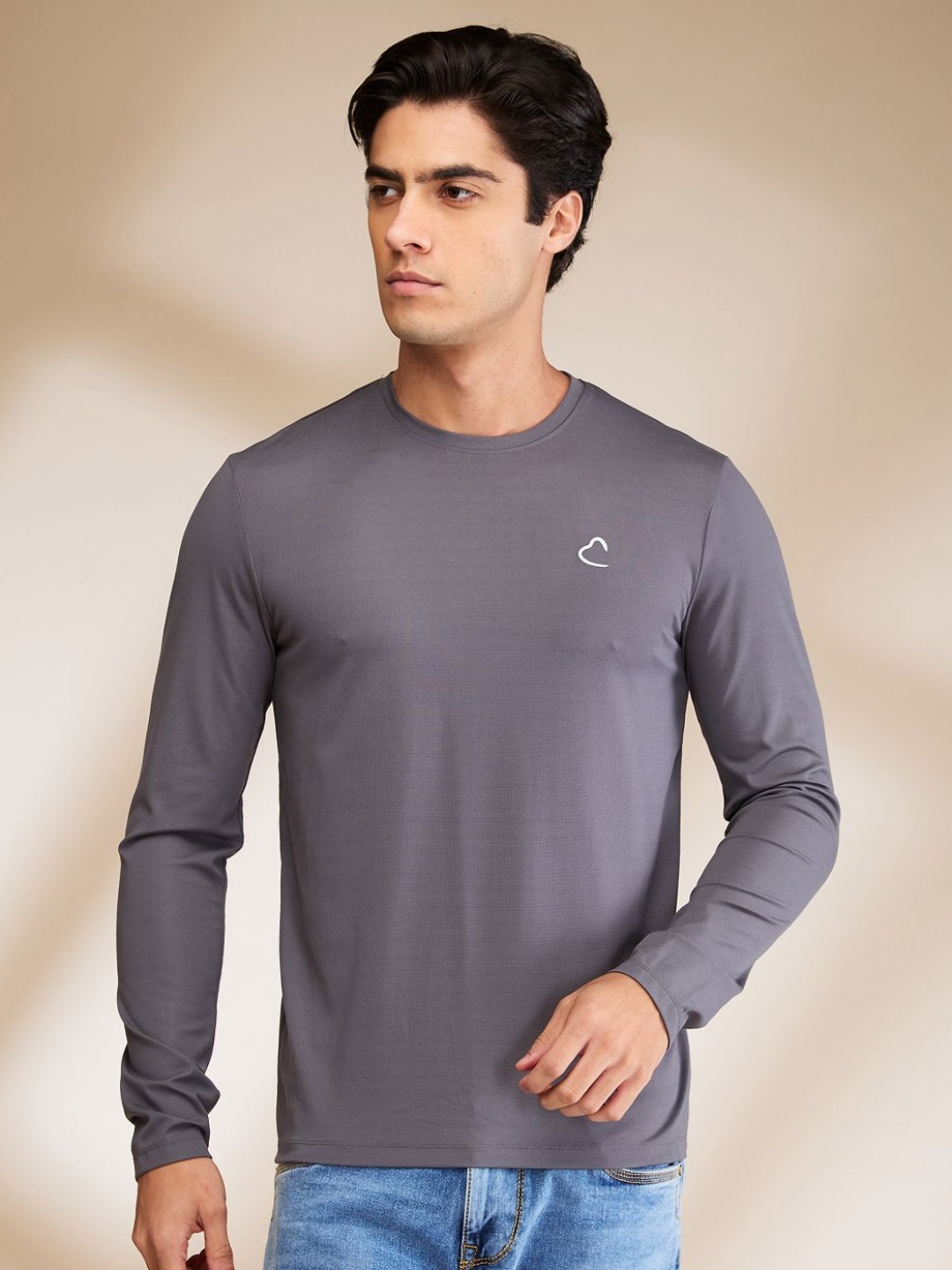 

Being Human Men Solid Round Neck Cotton Slim Fit T-shirt, Grey