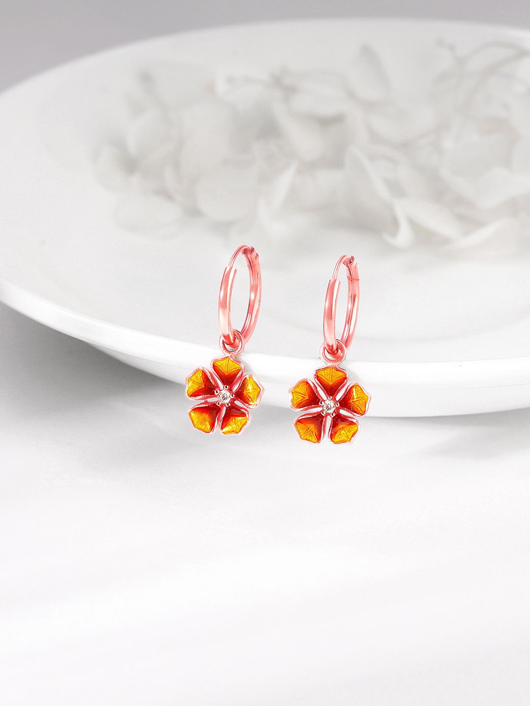 

GIVA 925 Silver Rose Gold Plated Contemporary Zircon Drop Earrings