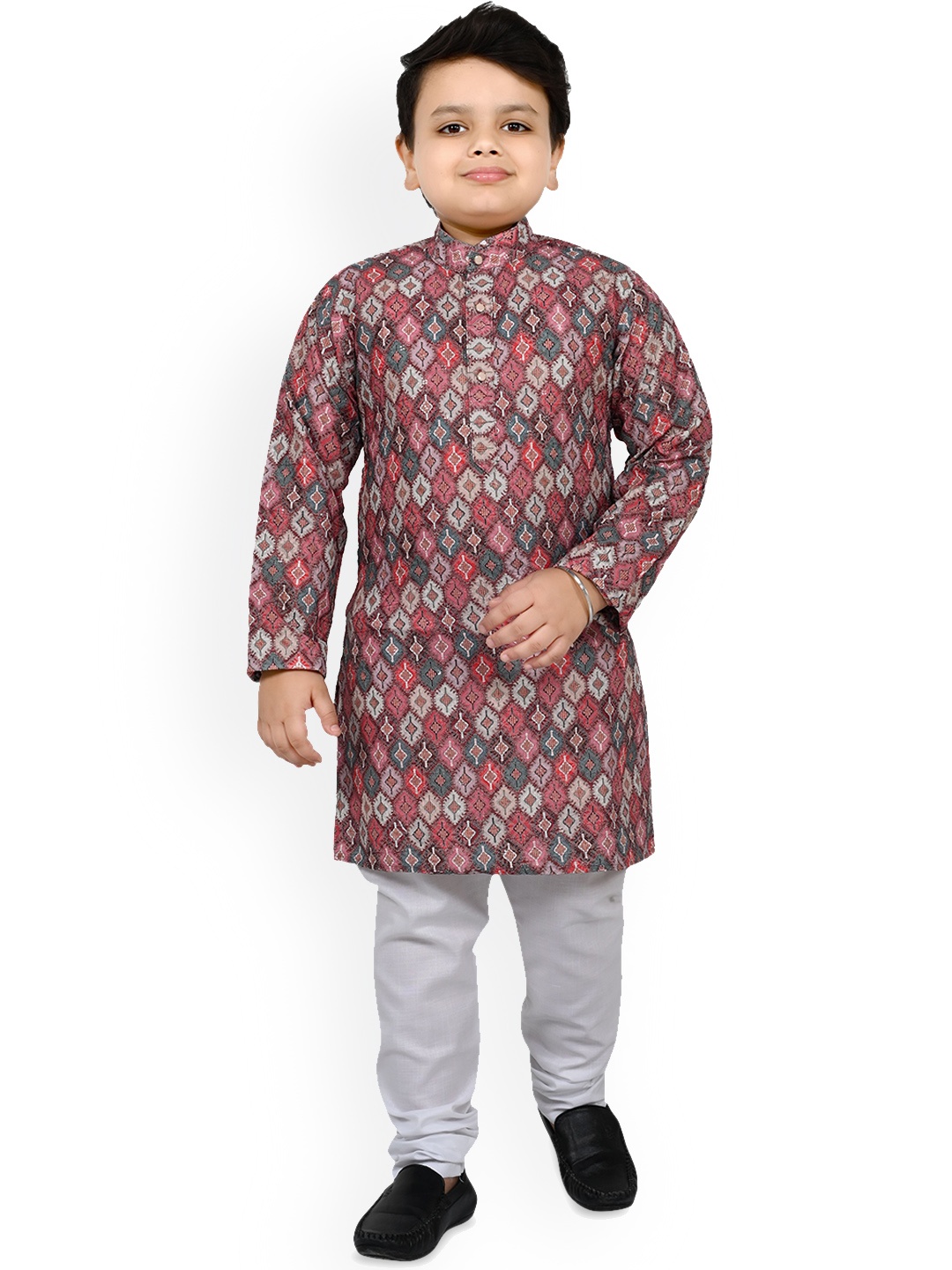 

Arshia Fashions Boys Ethnic Motifs Printed Mandarin Collar Straight Kurta with Pyjamas, Maroon