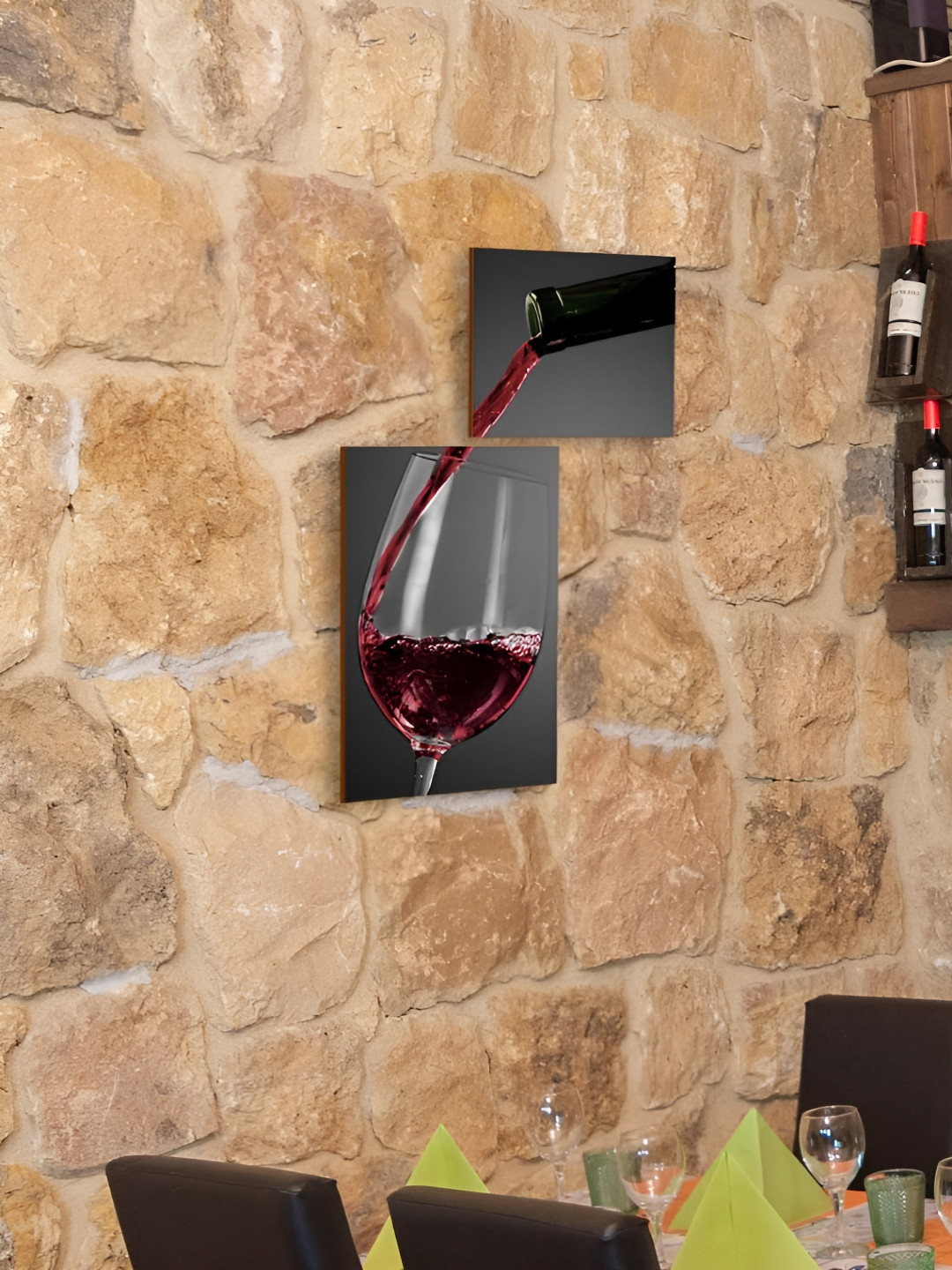 

CVANU Red & Black 2 Pieces Glass Printed Wooden Wall Hanging