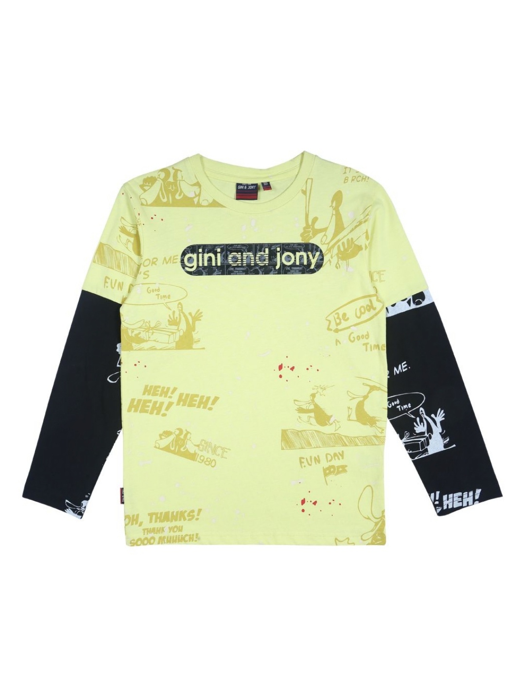 

Gini and Jony Boys Graphic Printed Round Neck Cotton T-shirt, Yellow