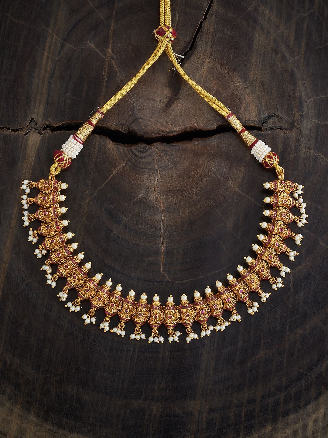 

Kushal's Fashion Jewellery Gold-Plated Beaded Antique Necklace