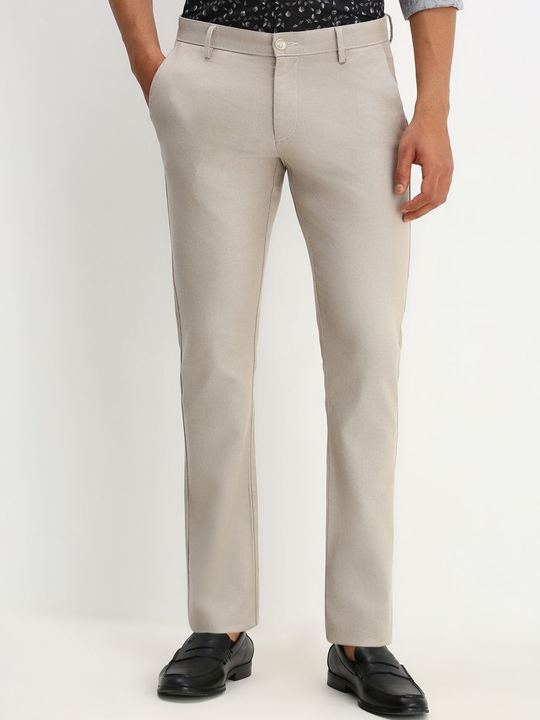 

Allen Solly Men Solid Slim Fit Formal Trouser, Grey