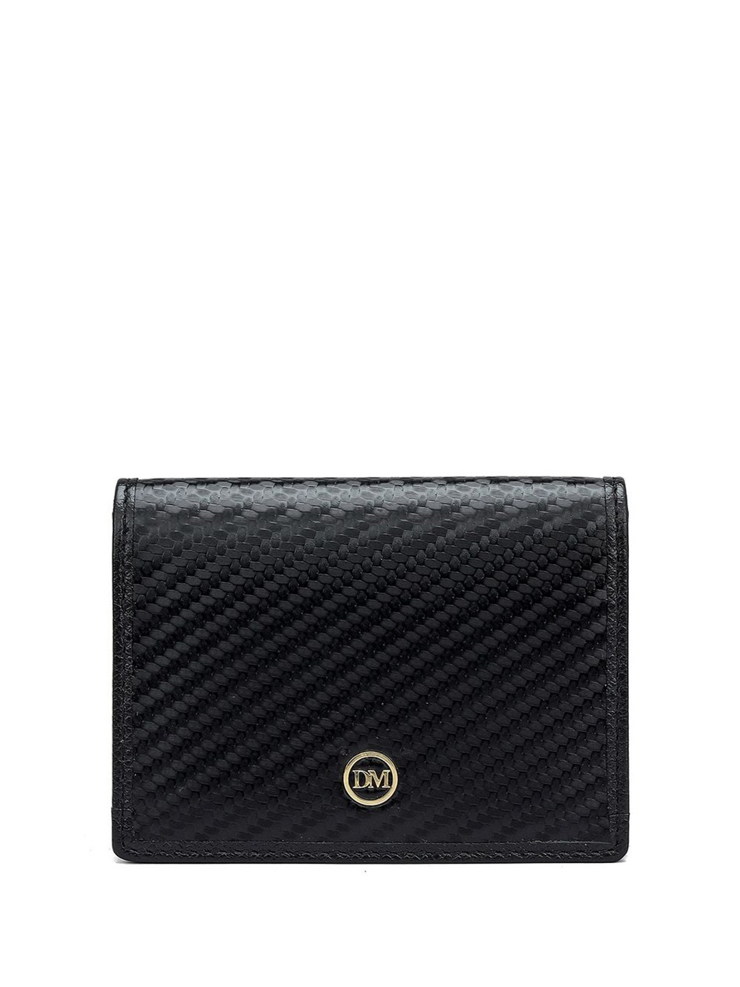 

Da Milano Unisex Textured Leather Two Fold Wallet, Black