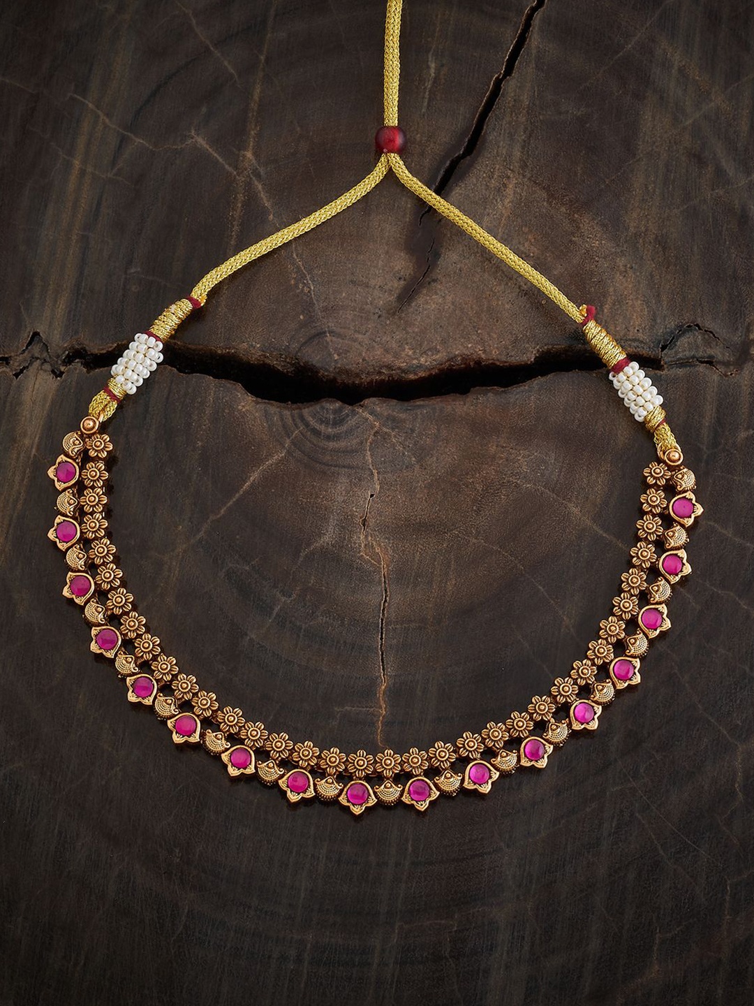 

Kushal's Fashion Jewellery Gold-Plated Stone Studded Antique Necklace
