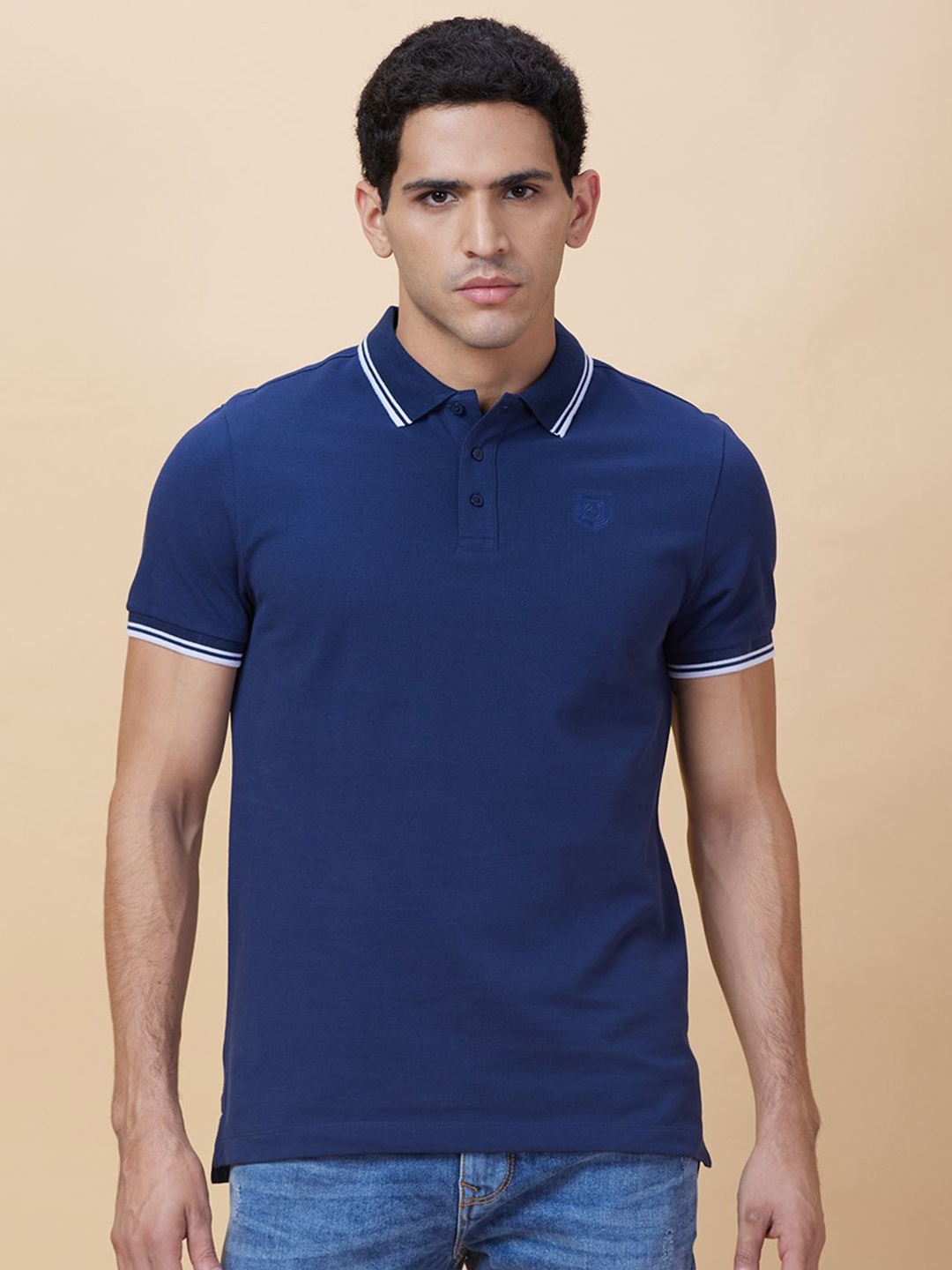 

Being Human Men Solid Polo Collar Cotton T-shirt, Blue