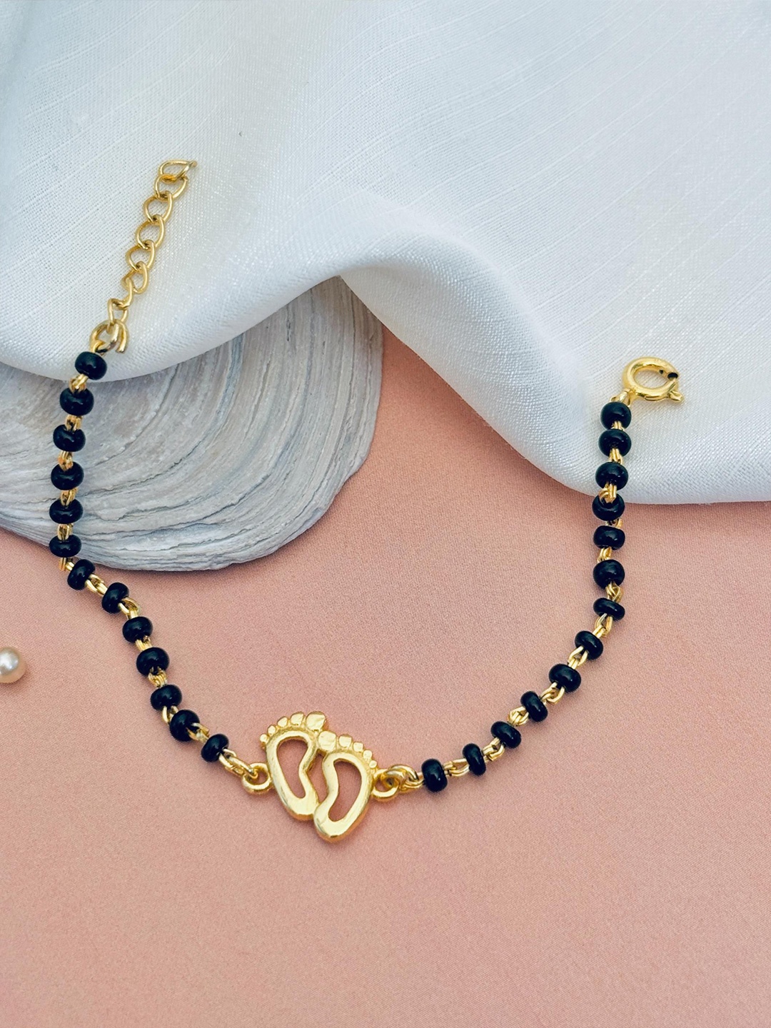 

DURGA INTERNATIONAL Kids Sterling Silver Gold Plated Artificial Beads Link Bracelet