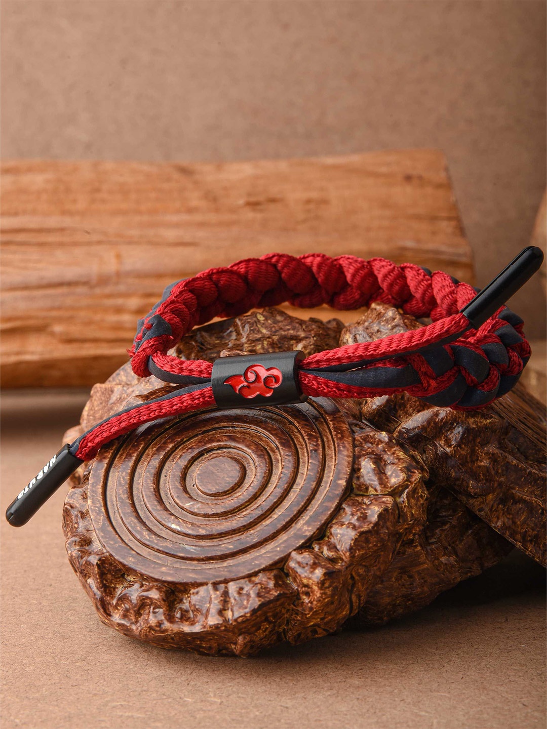 

COMICSENSE Unisex Naruto Anime Akatsuki Dawn Cloud Braided Wraparound Bracelet, Black