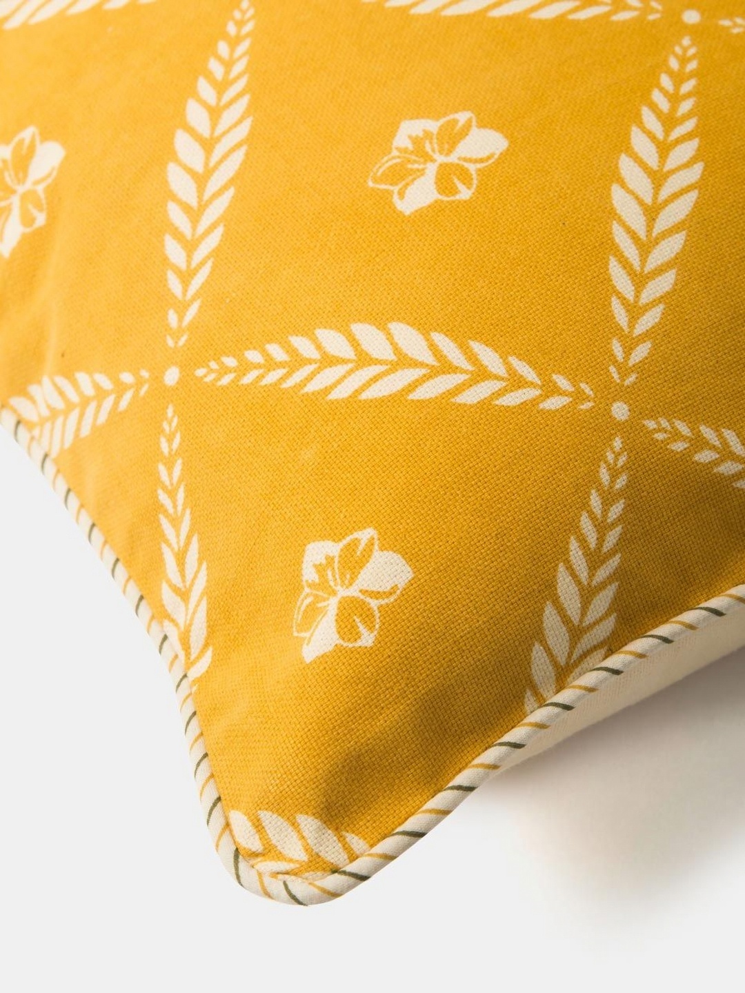

Fabindia Amaltas Yellow & White Floral Printed Cotton Square Cushion Cover