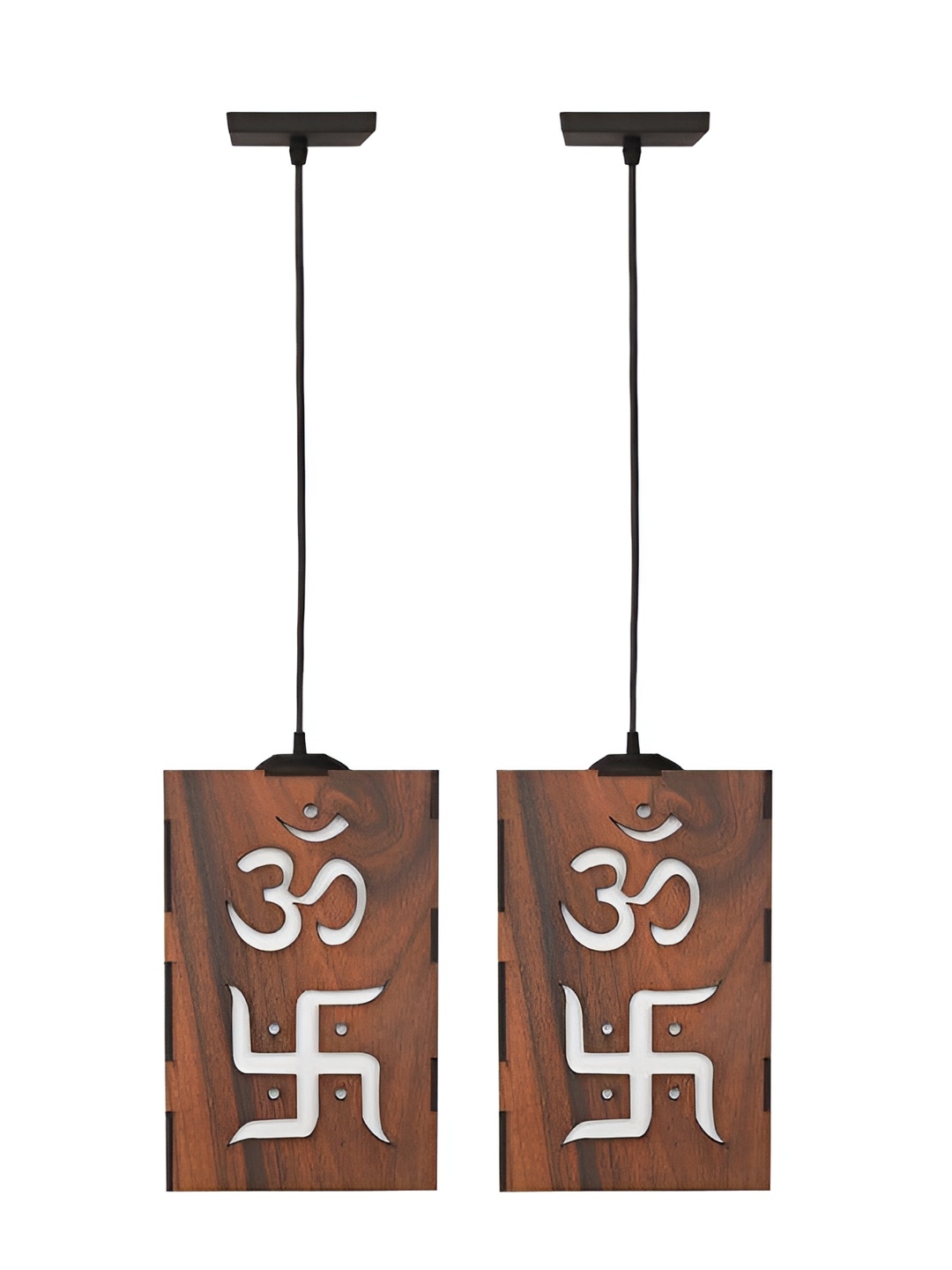 

Afast Black & Brown 2 Pieces Textured Traditional Wooden Rectangle Ceiling Lamps