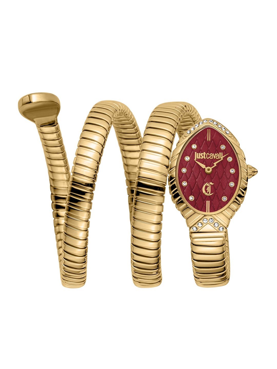 

Just Cavalli Unisex cerchio snake Embellished Dial & Wrap Around Straps Watch JC1L301M0035, Maroon