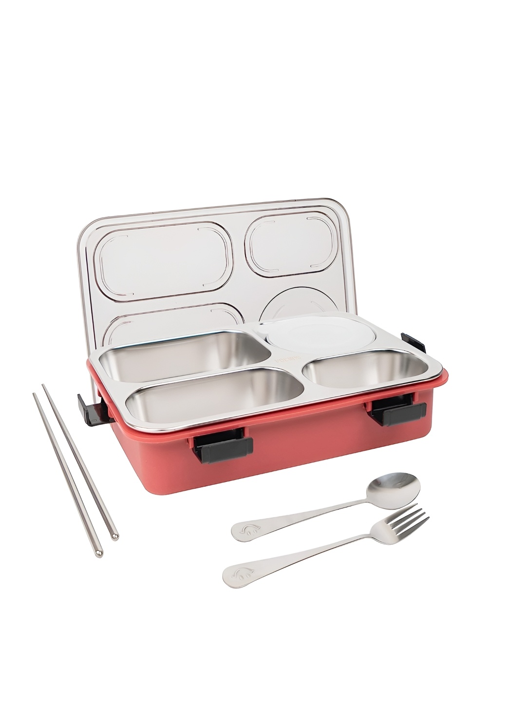 

NeonateCare Red Dishwasher safe 4 Compartment Stainless Steel Lunch Box