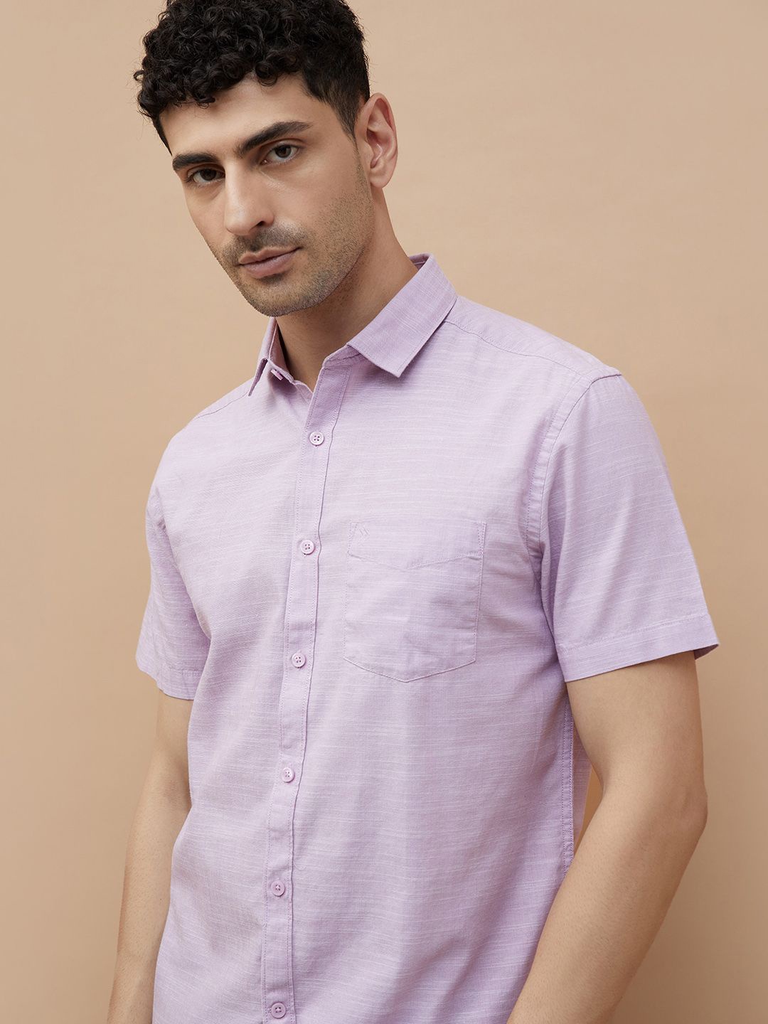 

CODE by Lifestyle Men Spread Collar Solid Cotton Casual Shirt, Purple