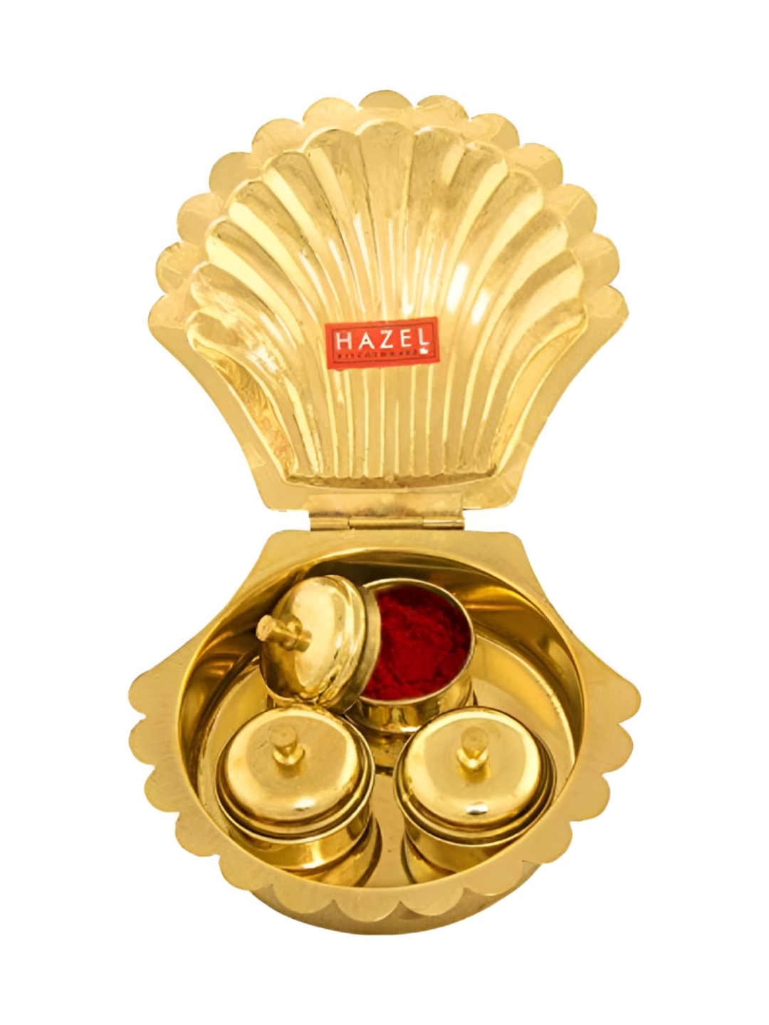 

HAZEL Gold Toned Textured Brass Haldi Kumkum Box
