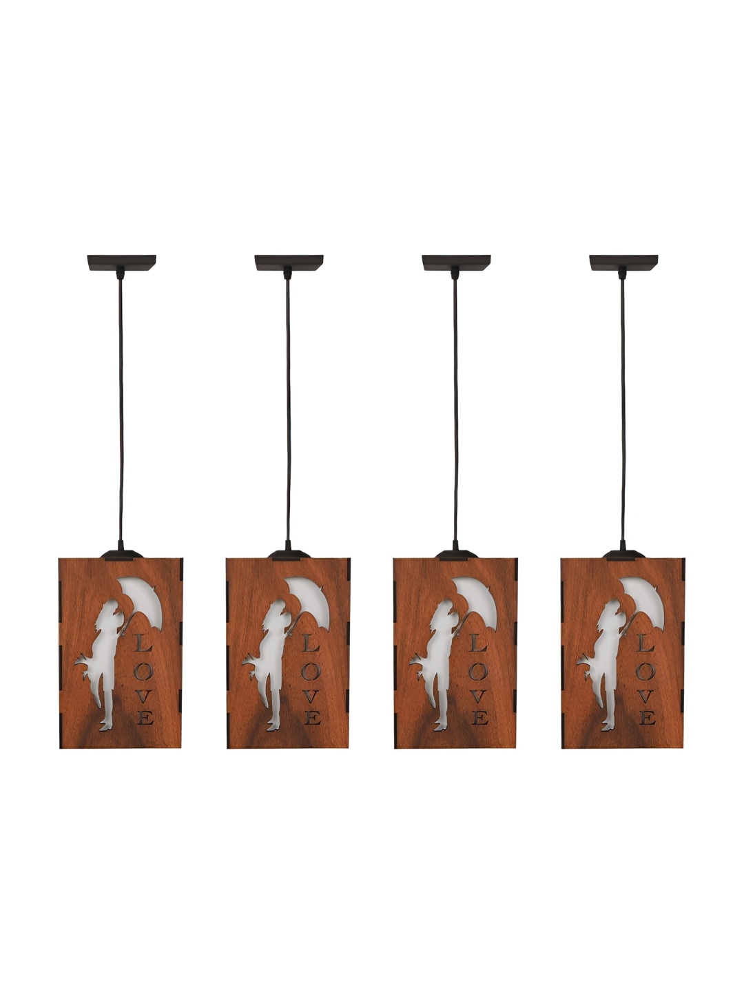 

Afast Black & Brown 4 Pieces Textured Wooden Rectangle Ceiling Lamp