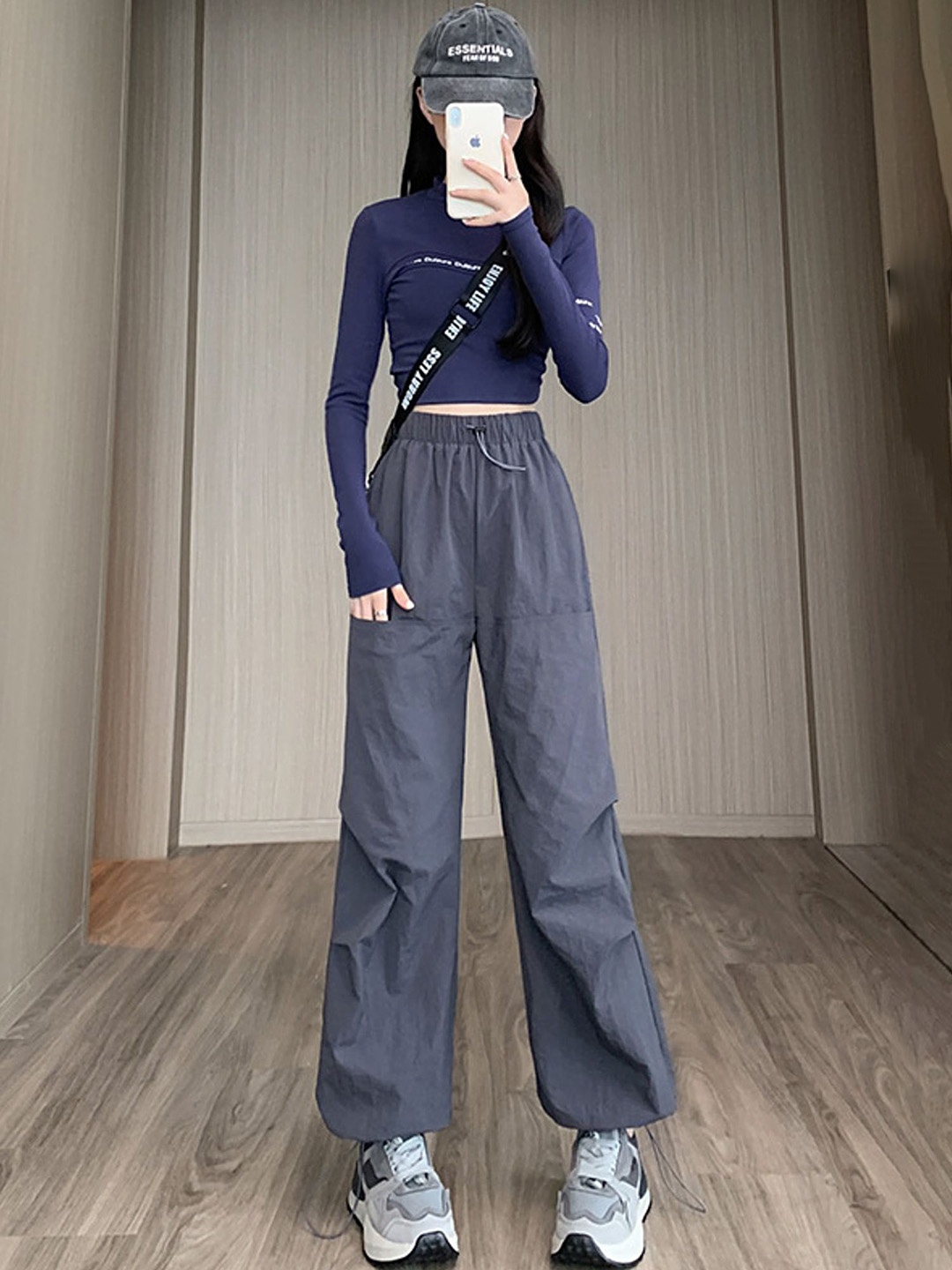 

LULU & SKY Women Straight Fit High-Rise Trousers, Grey