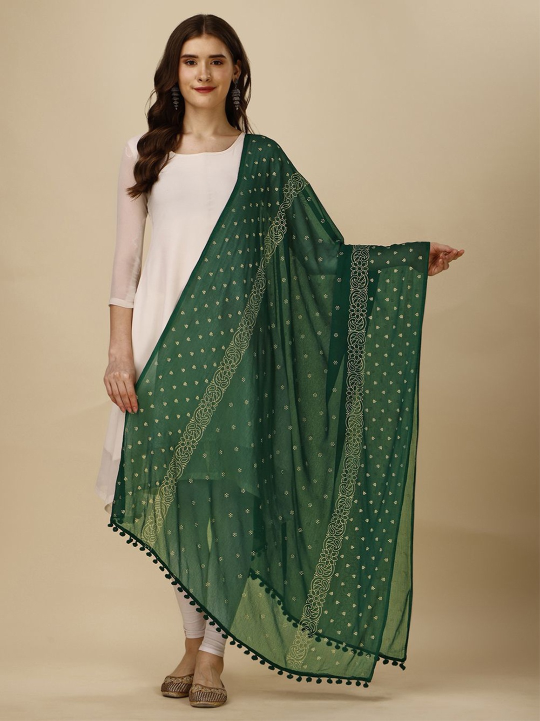 

Suha Floral Printed Dupatta, Green