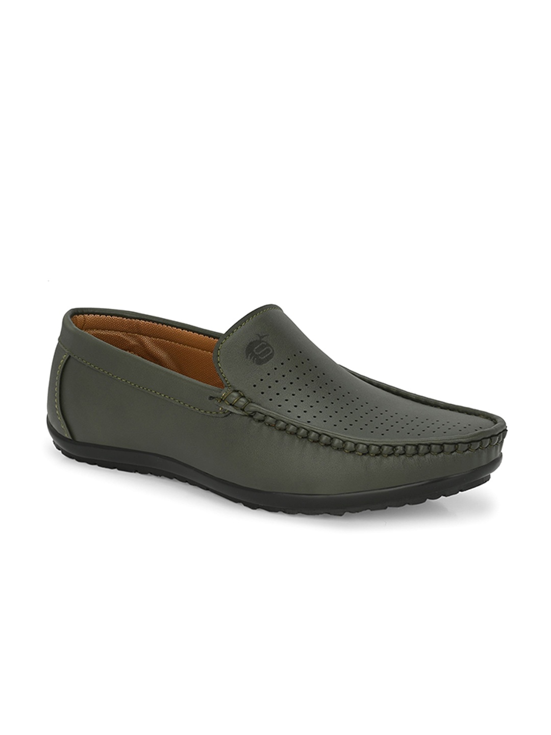 

Stylelure Men Leather Round Toe Formal Loafers, Green