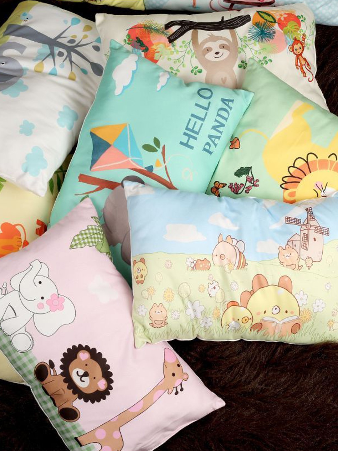 

NEW COMERS Kids Blue Printed Baby Pillow