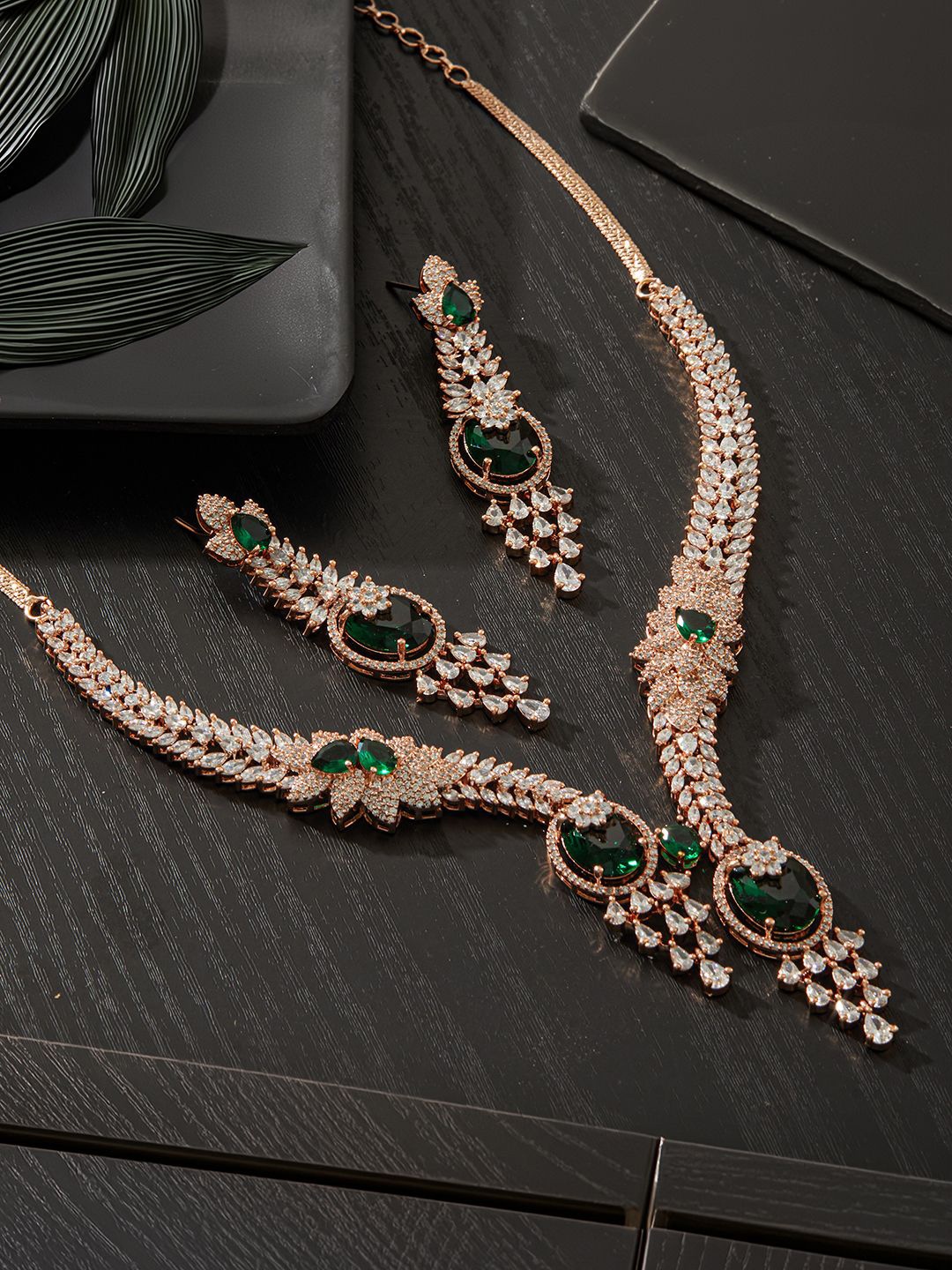 

Jazz and Sizzle Rose Gold-Plated Cubic Zirconia Studded Jewellery Set