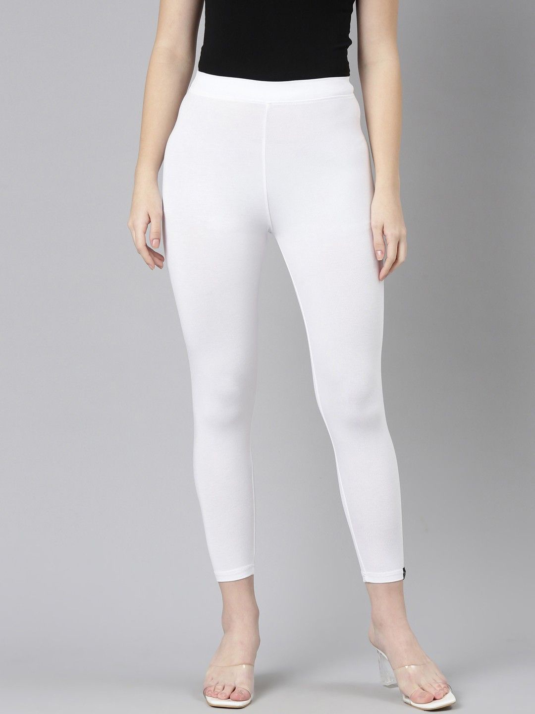 

TWIN BIRDS Women Skinny Fit High Ankle Length Leggings, White