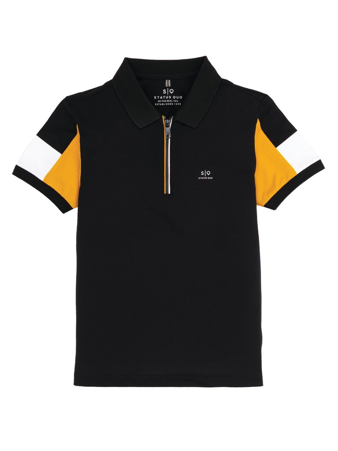 

Status Quo Boys Solid Polo Collar Cotton T-shirt, Black