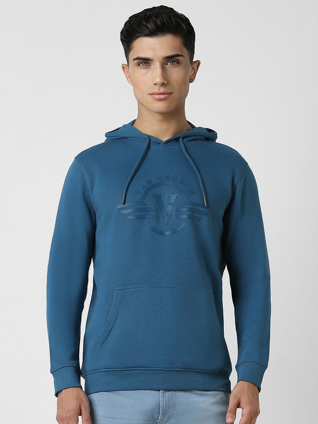 

Van Heusen Sport Men Brand Logo Printed Hooded Sweatshirt, Blue